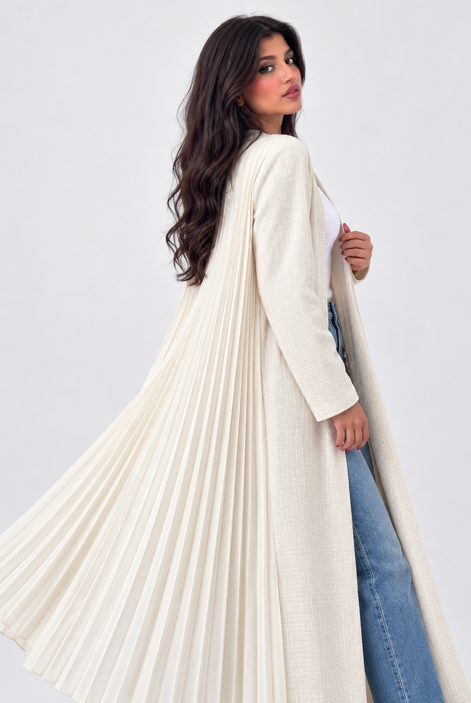 Jumana Pleated Back Open Abaya JILBAYA