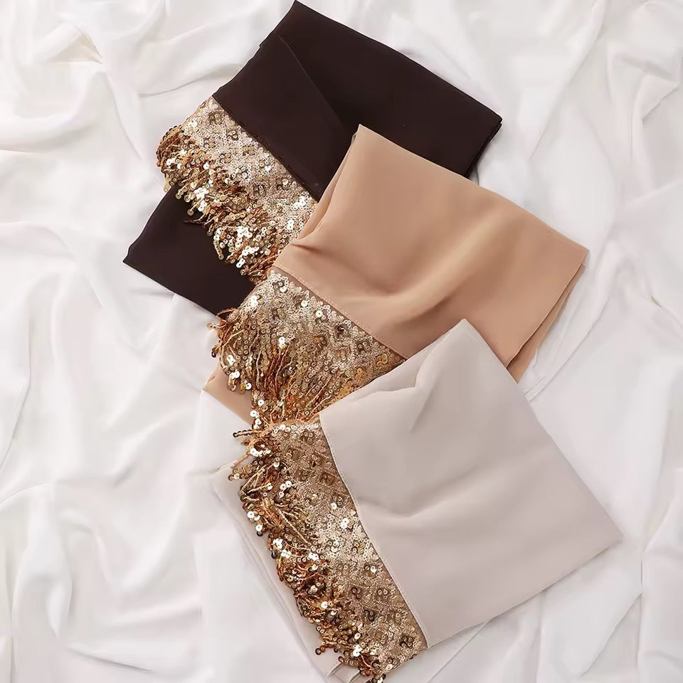 Sequin Tassel Chiffon Hijab JILBAYA