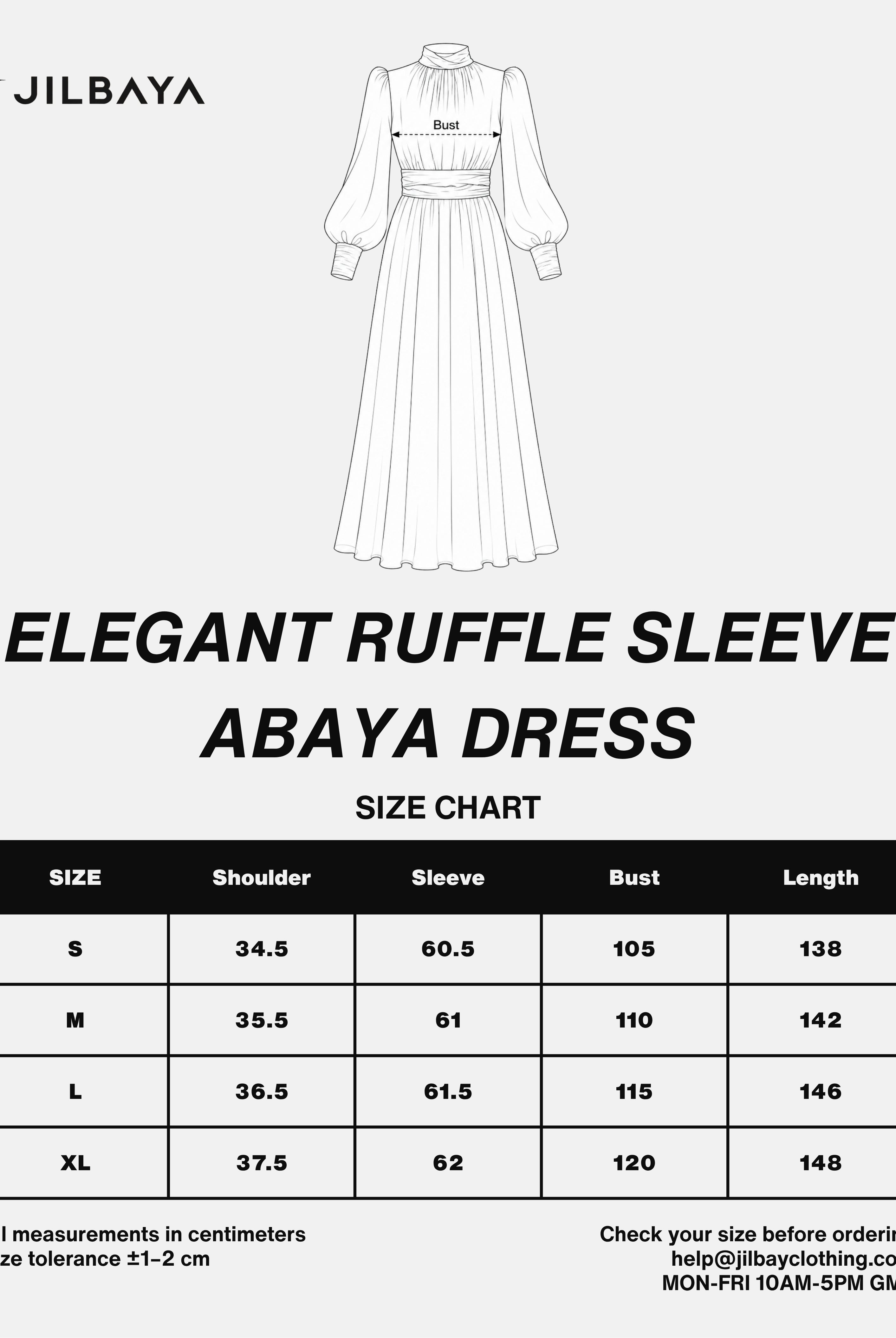 Elegant Ruffle Sleeve Abaya Dress JILBAYA