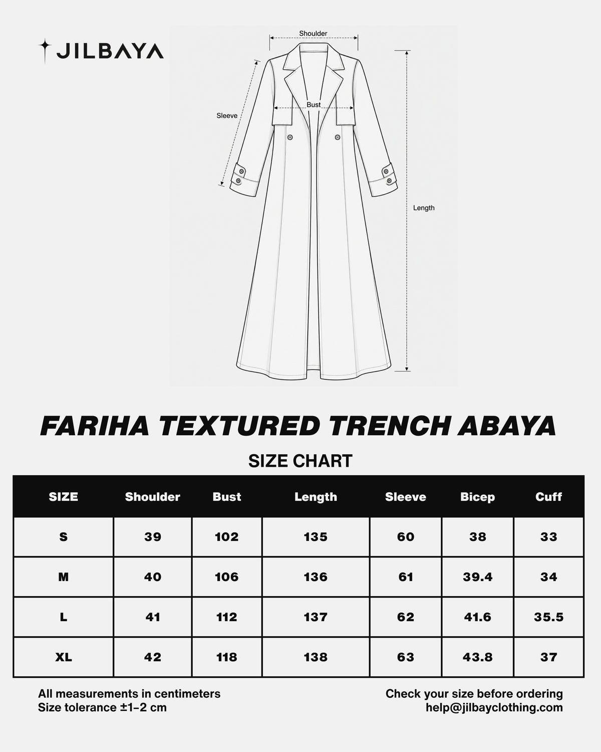 Fariha Textured Trench Abaya JILBAYA