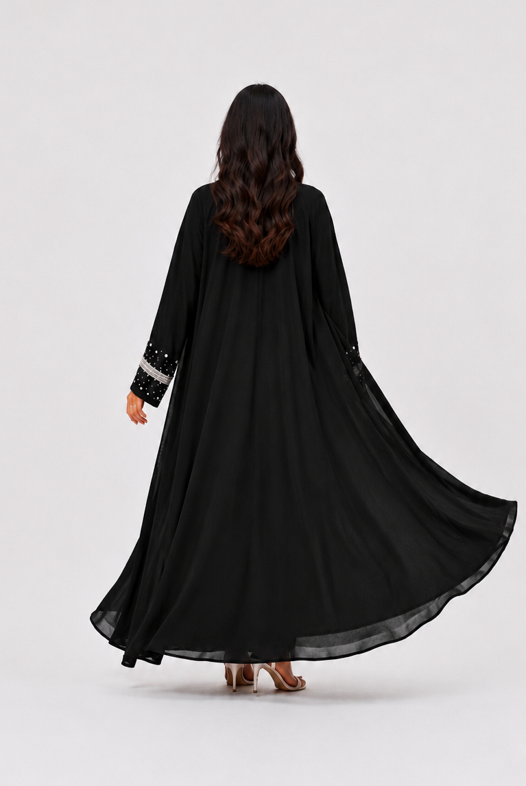 Safa Pearl Embellished Abaya with Matching Scarf JILBAYA