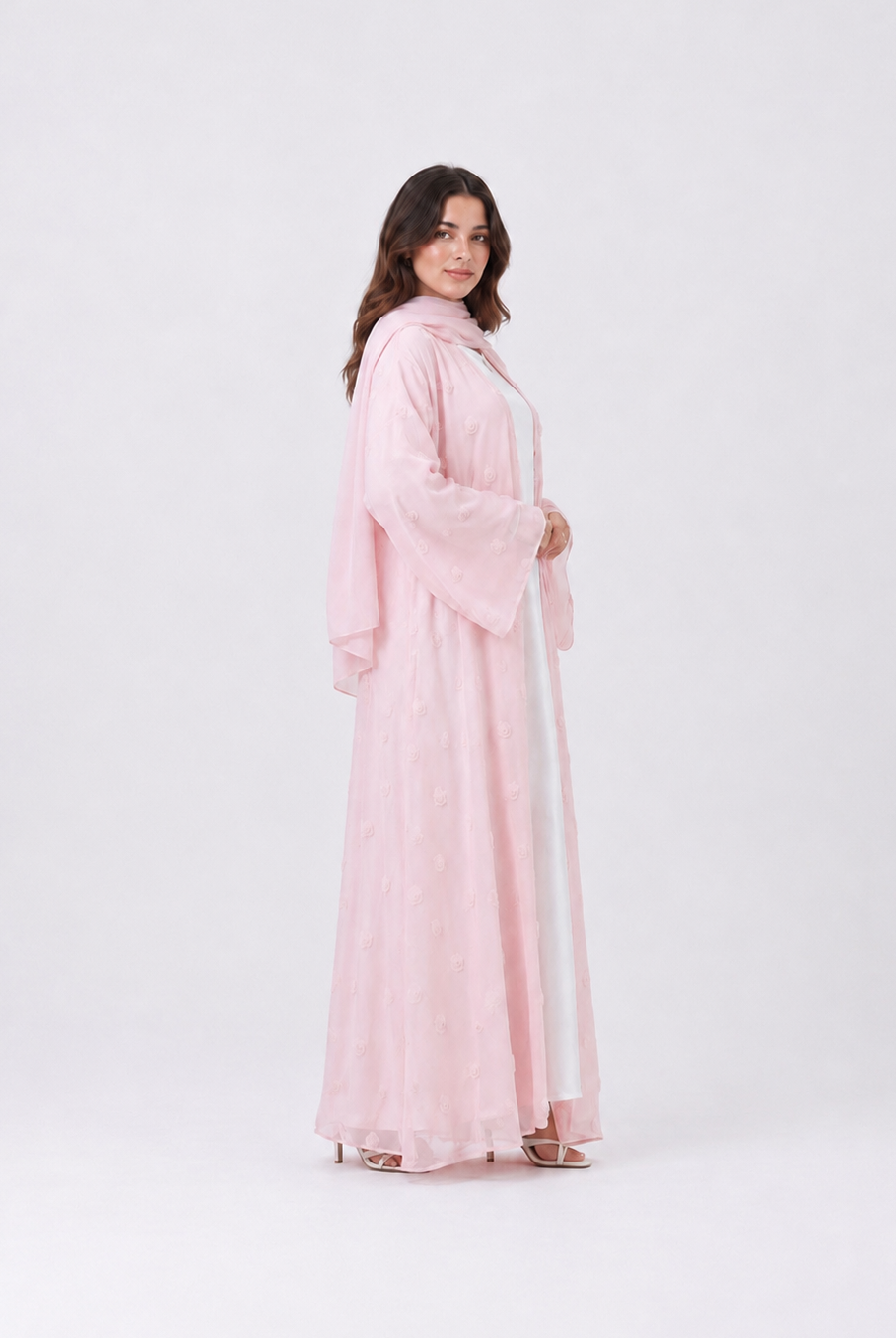 Elara Rose Open Abaya with Matching Scarf JILBAYA