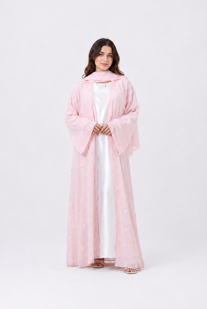 Elara Rose Open Abaya with Matching Scarf JILBAYA