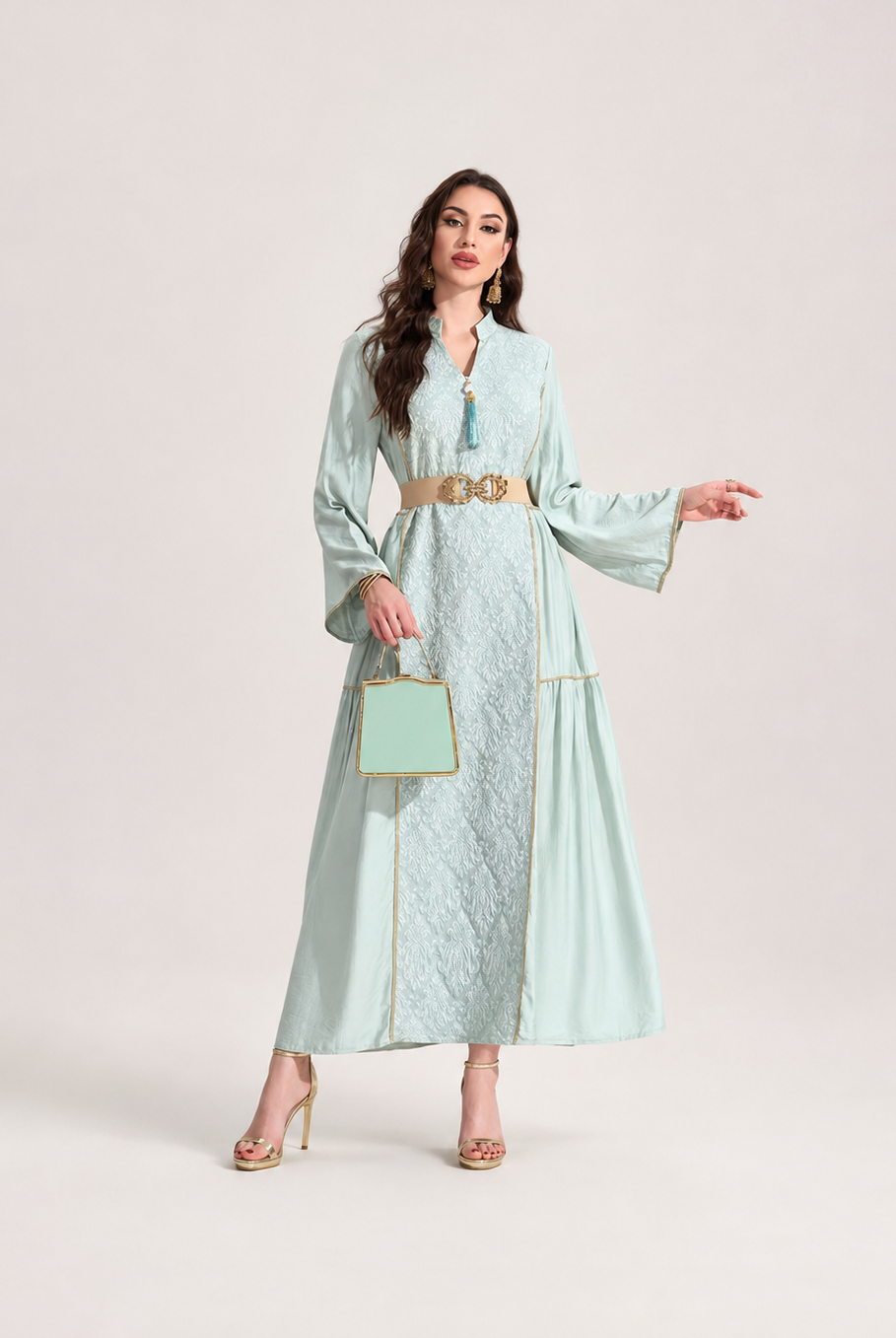 Textured Belted Abaya JILBAYA