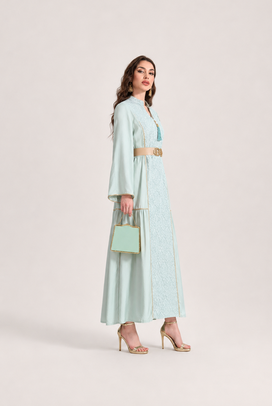 Textured Belted Abaya JILBAYA