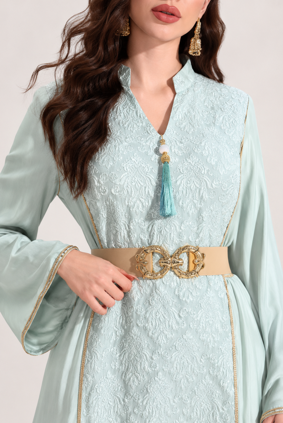 Textured Belted Abaya JILBAYA