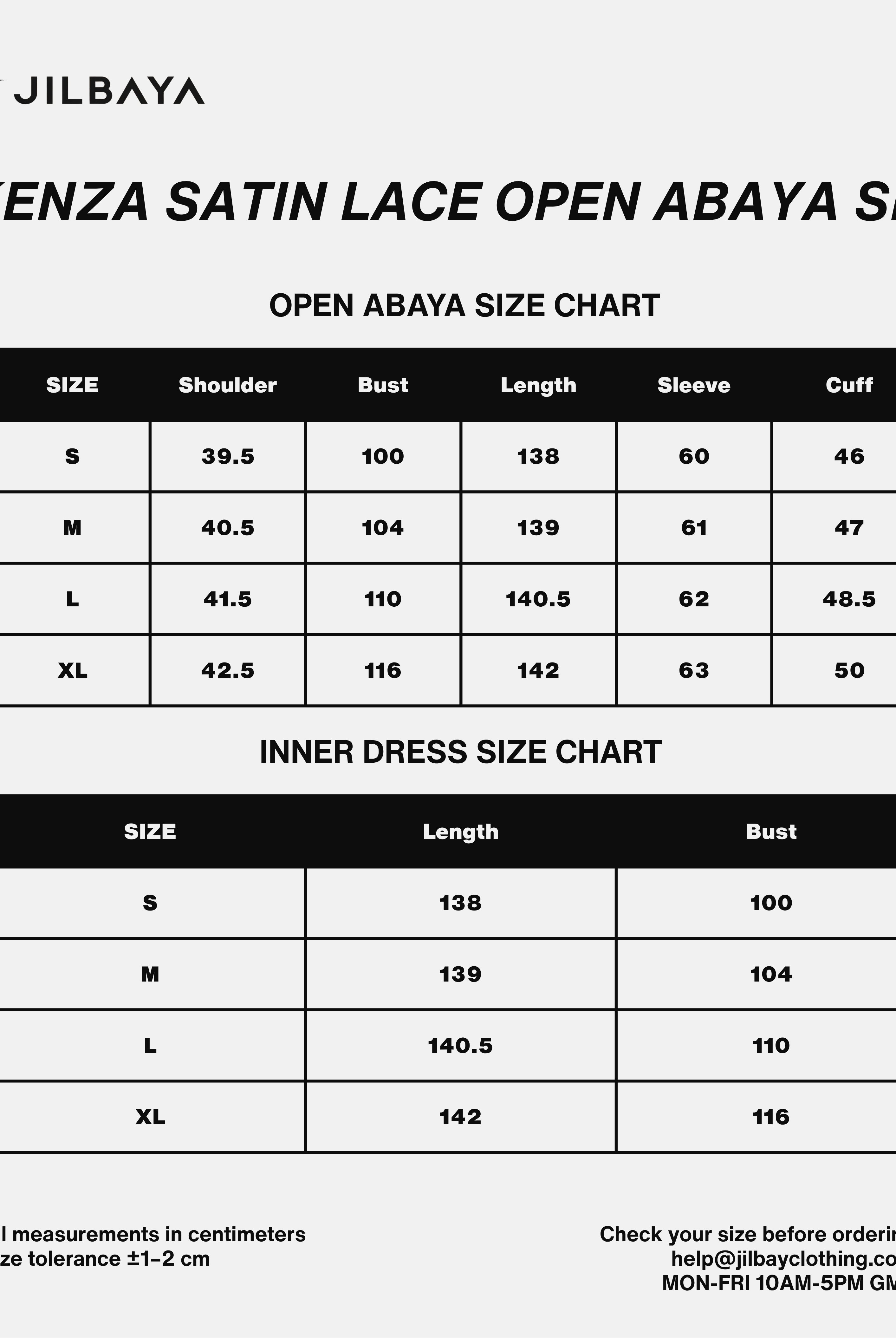Kenza Satin Lace Open Abaya Set JILBAYA