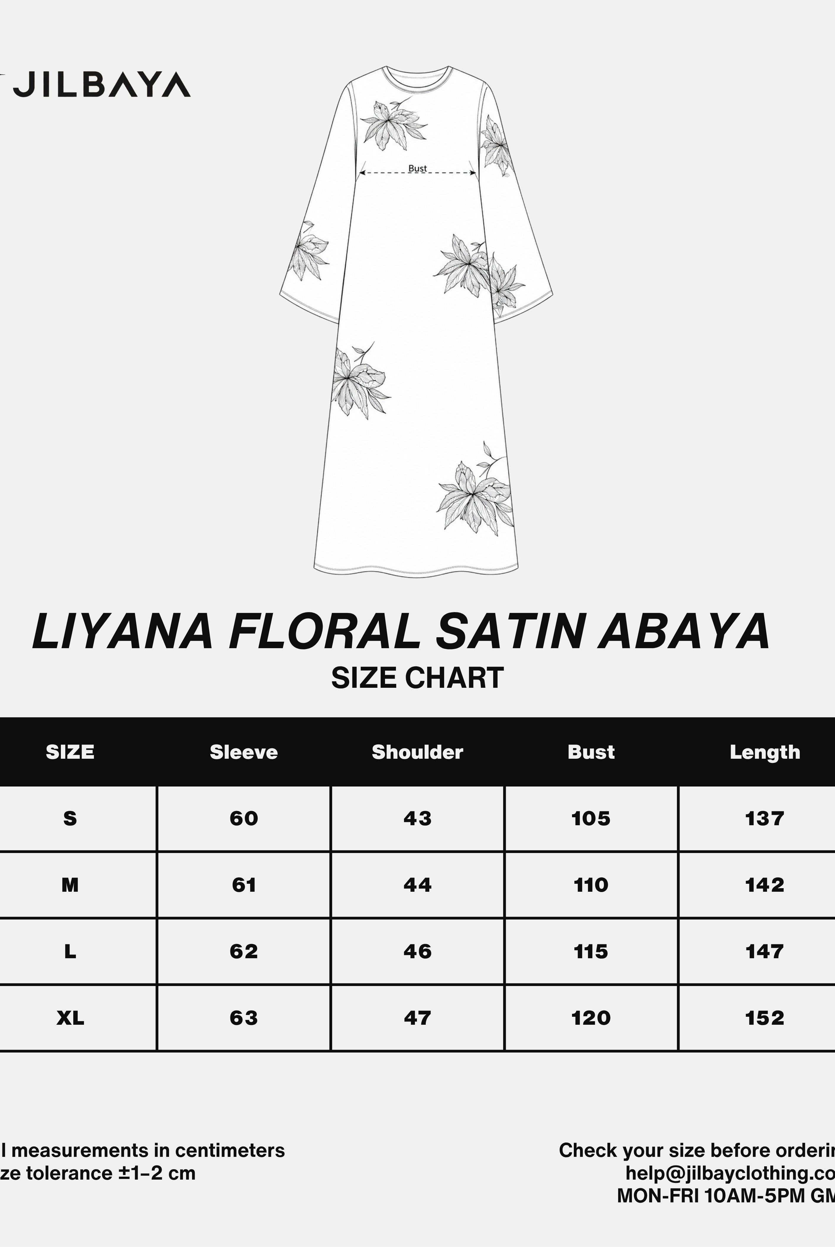 Liyana Floral Satin Abaya JILBAYA