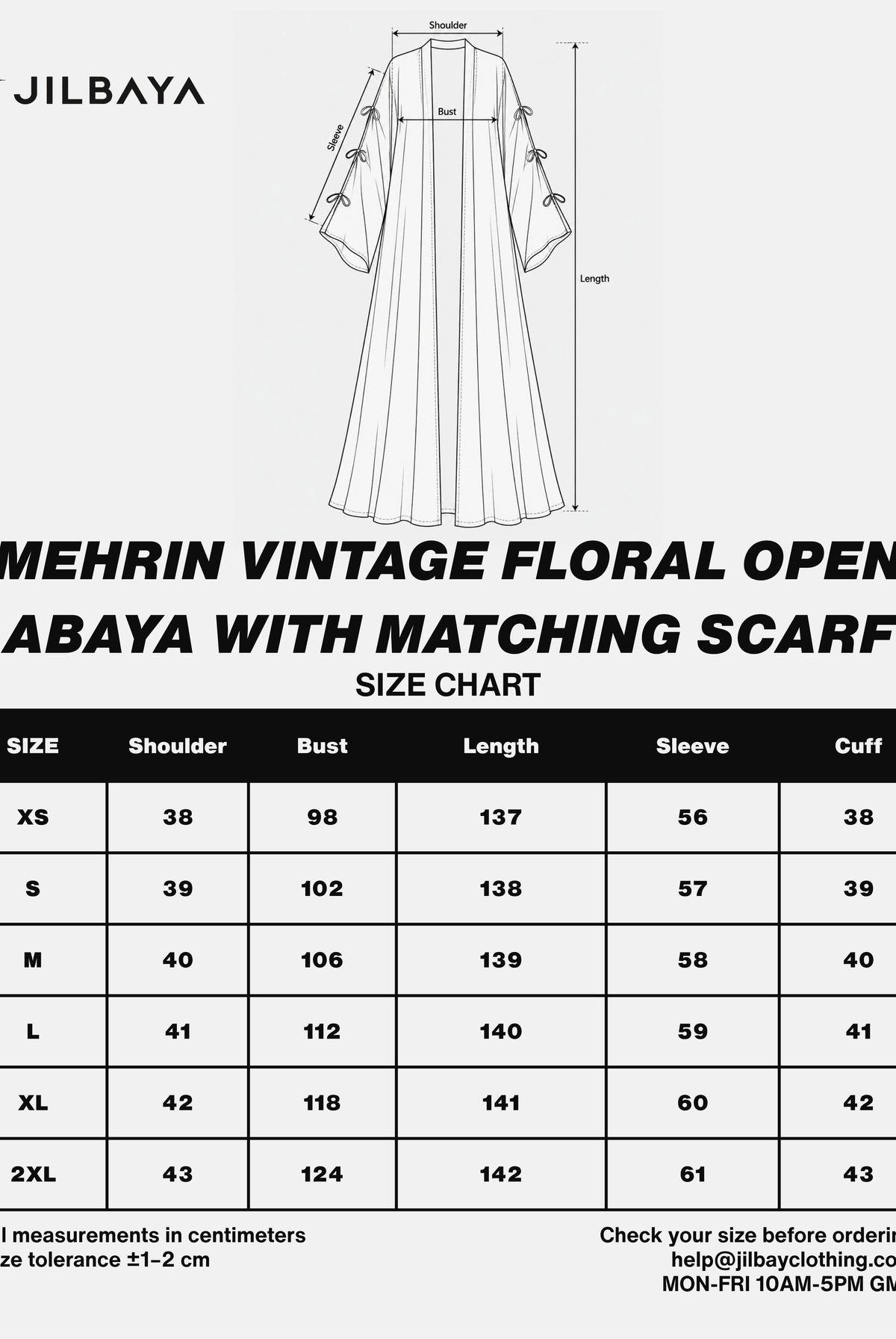 Mehrin Vintage Floral Open Abaya with Matching Scarf JILBAYA