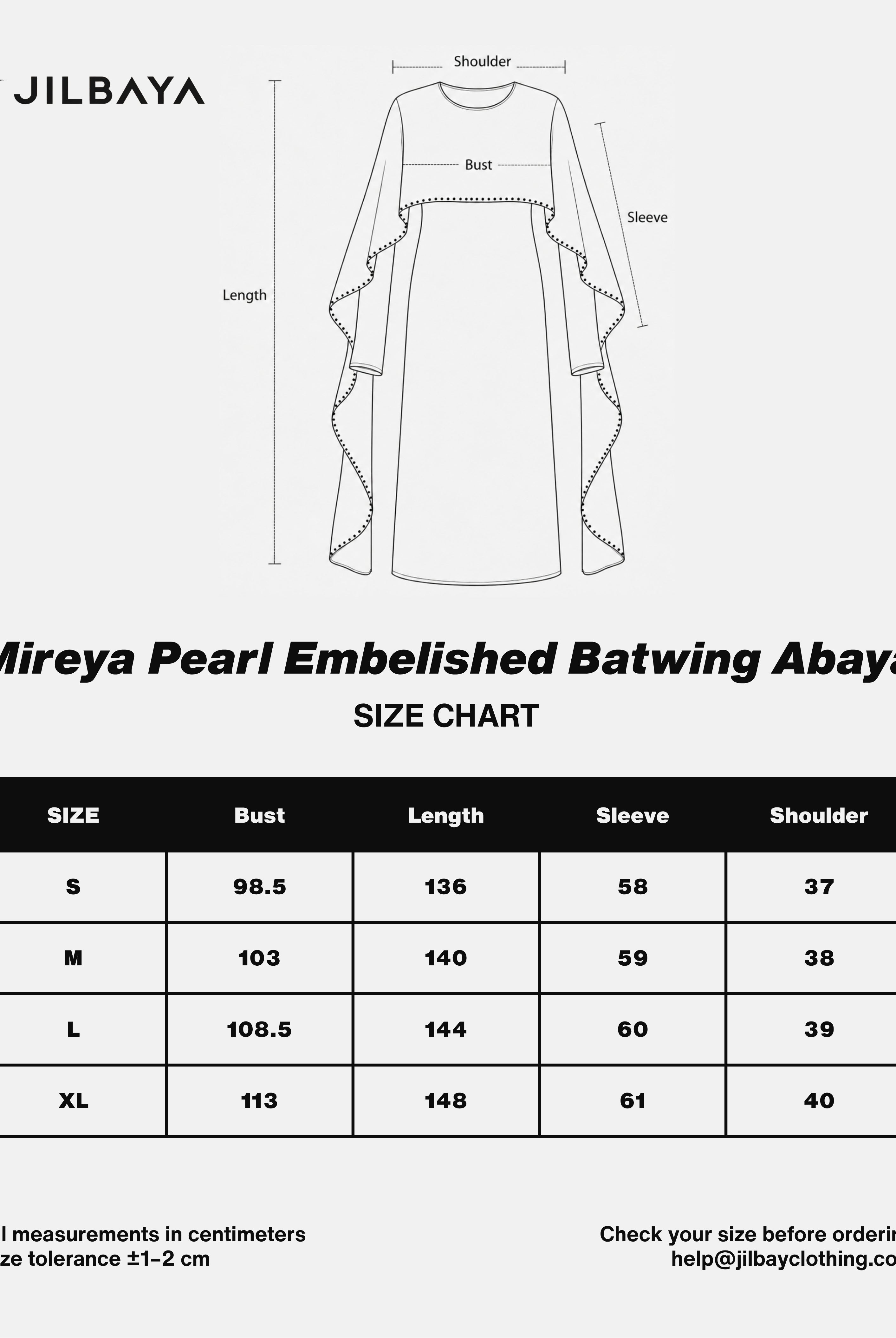 Mireya Pearl Embellished Batwing Abaya JILBAYA