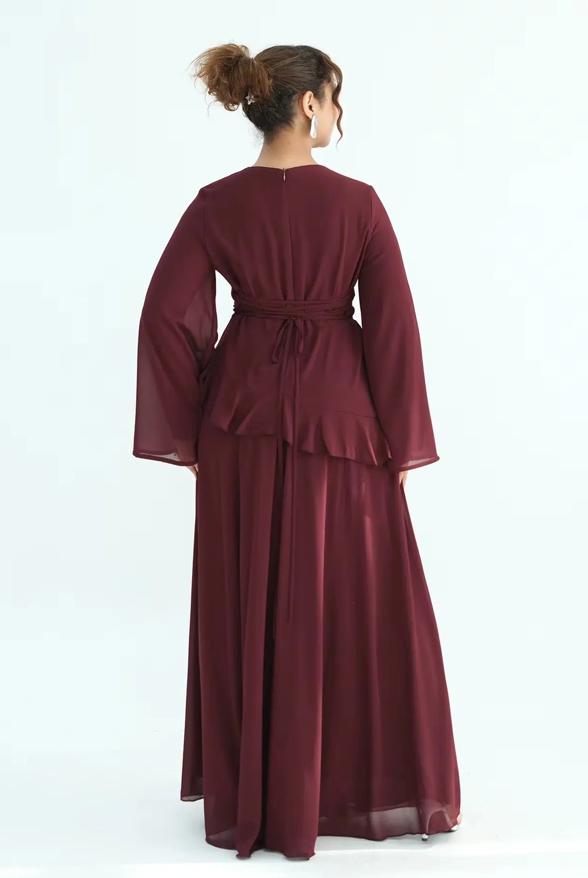 Chiffon Long Sleeve Dress Elegant Slim Fit JILBAYA