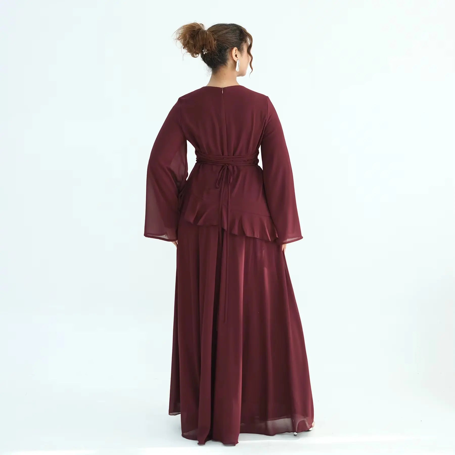 Chiffon Long Sleeve Dress Elegant Slim Fit JILBAYA