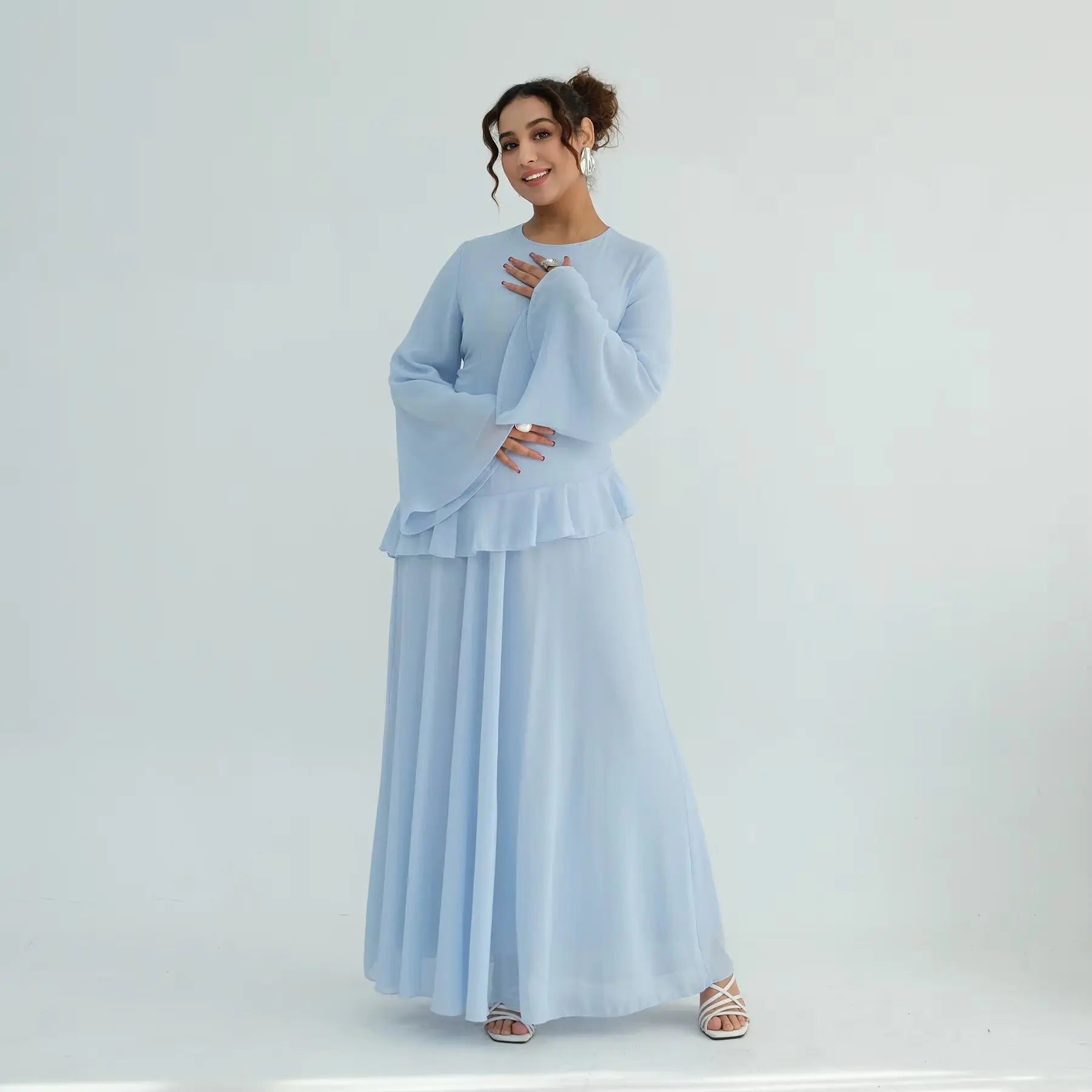 Chiffon Long Sleeve Dress Elegant Slim Fit JILBAYA