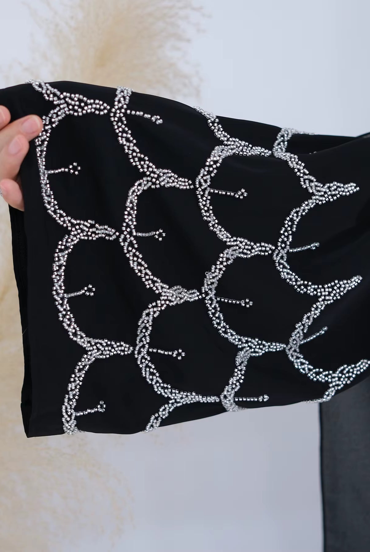 Abaya with Beaded Embroidered Cuffs JILBAYA