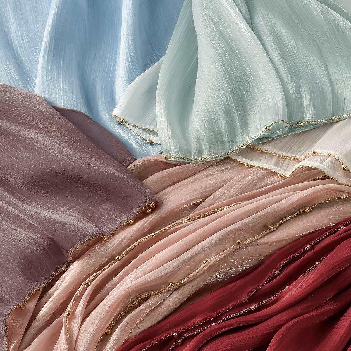 Chiffon Gold Beaded Hijab JILBAYA