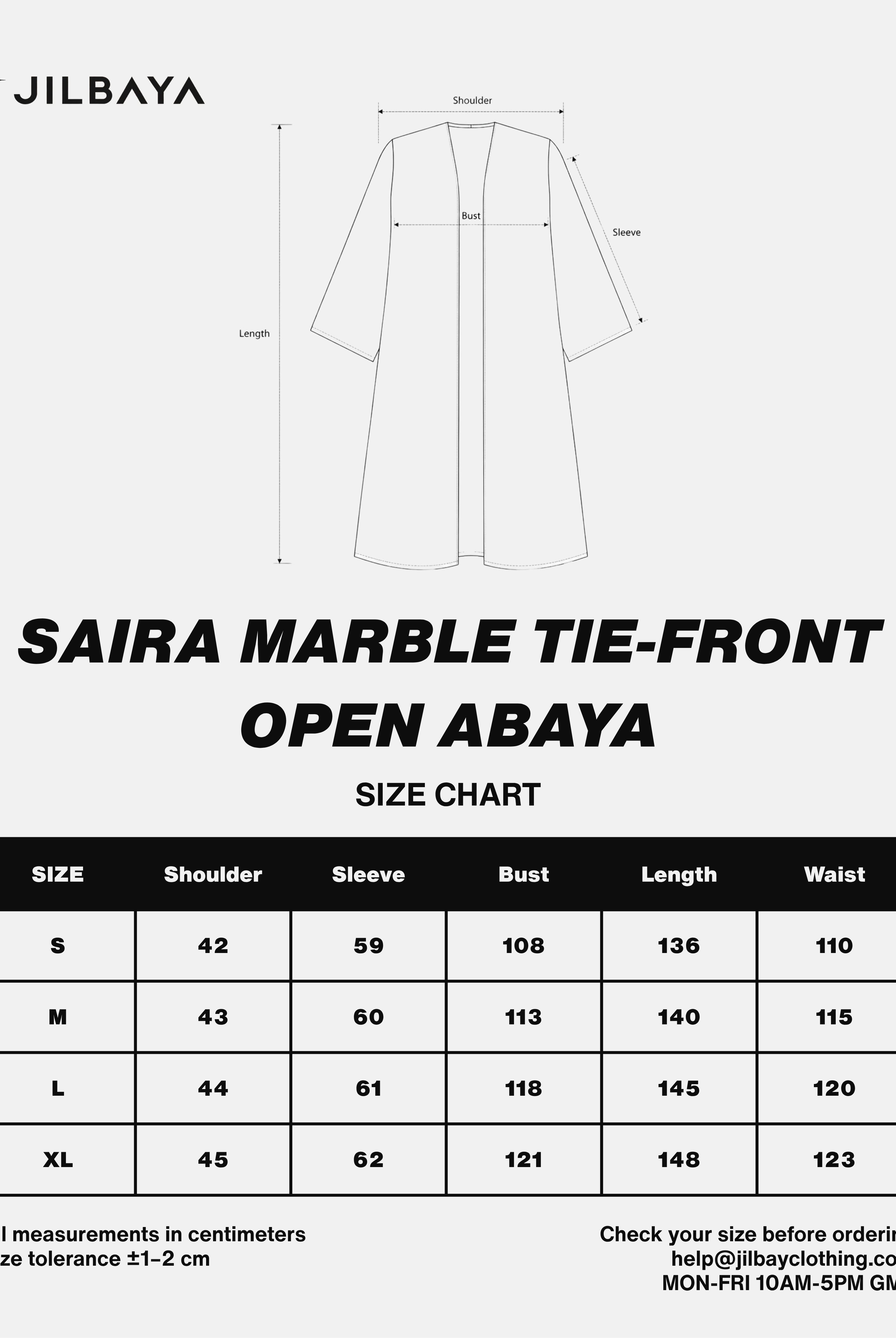 Saira Marble Tie-Front Open Abaya JILBAYA