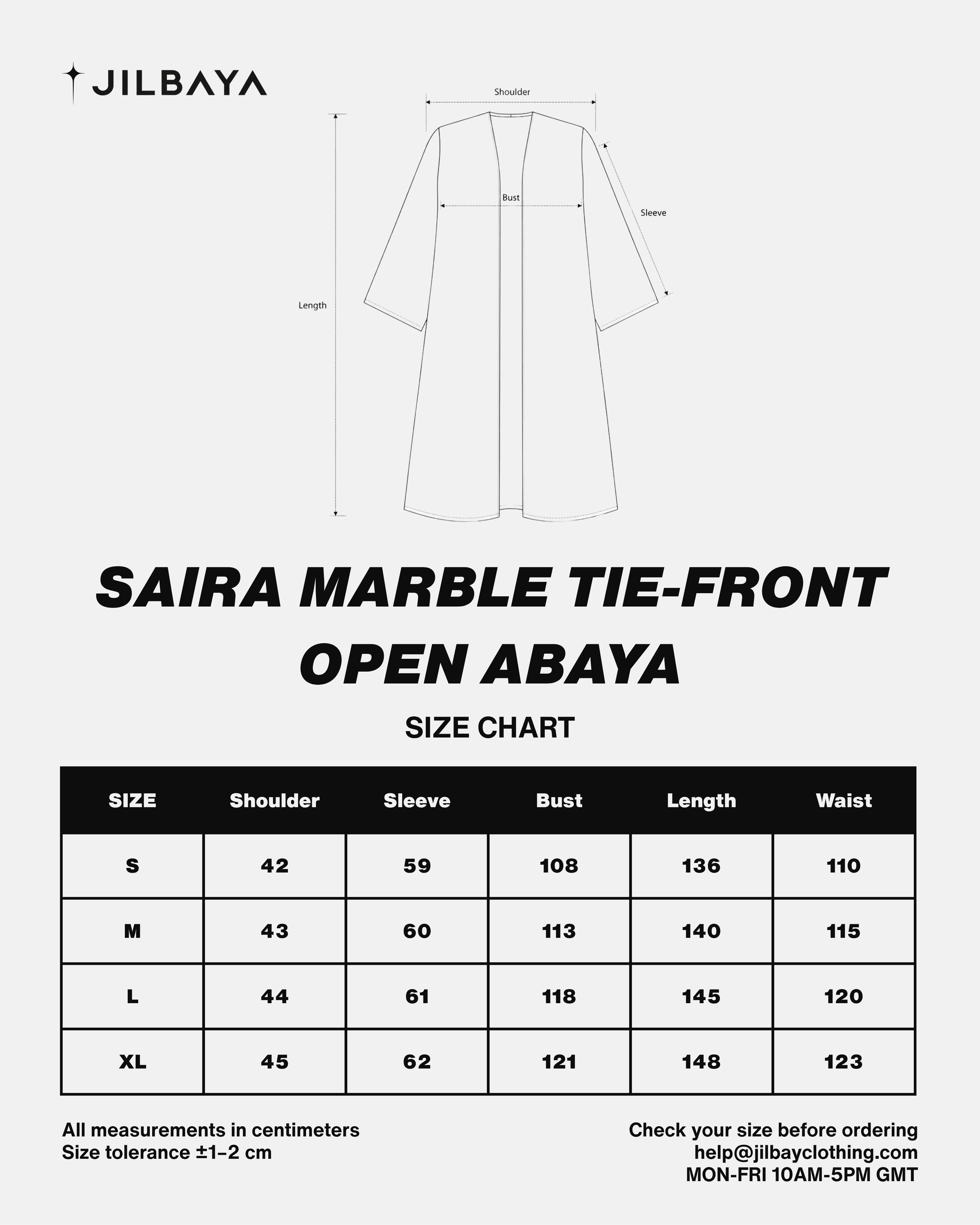 Saira Marble Tie-Front Open Abaya JILBAYA