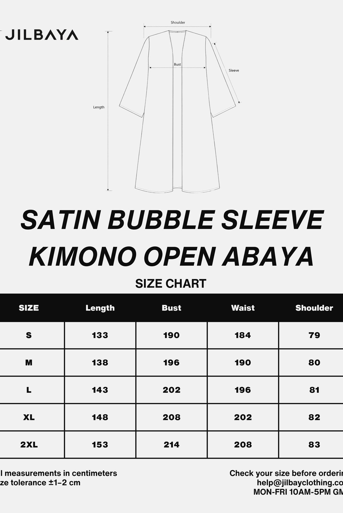 Satin Bubble Sleeve Kimono Open Abaya JILBAYA