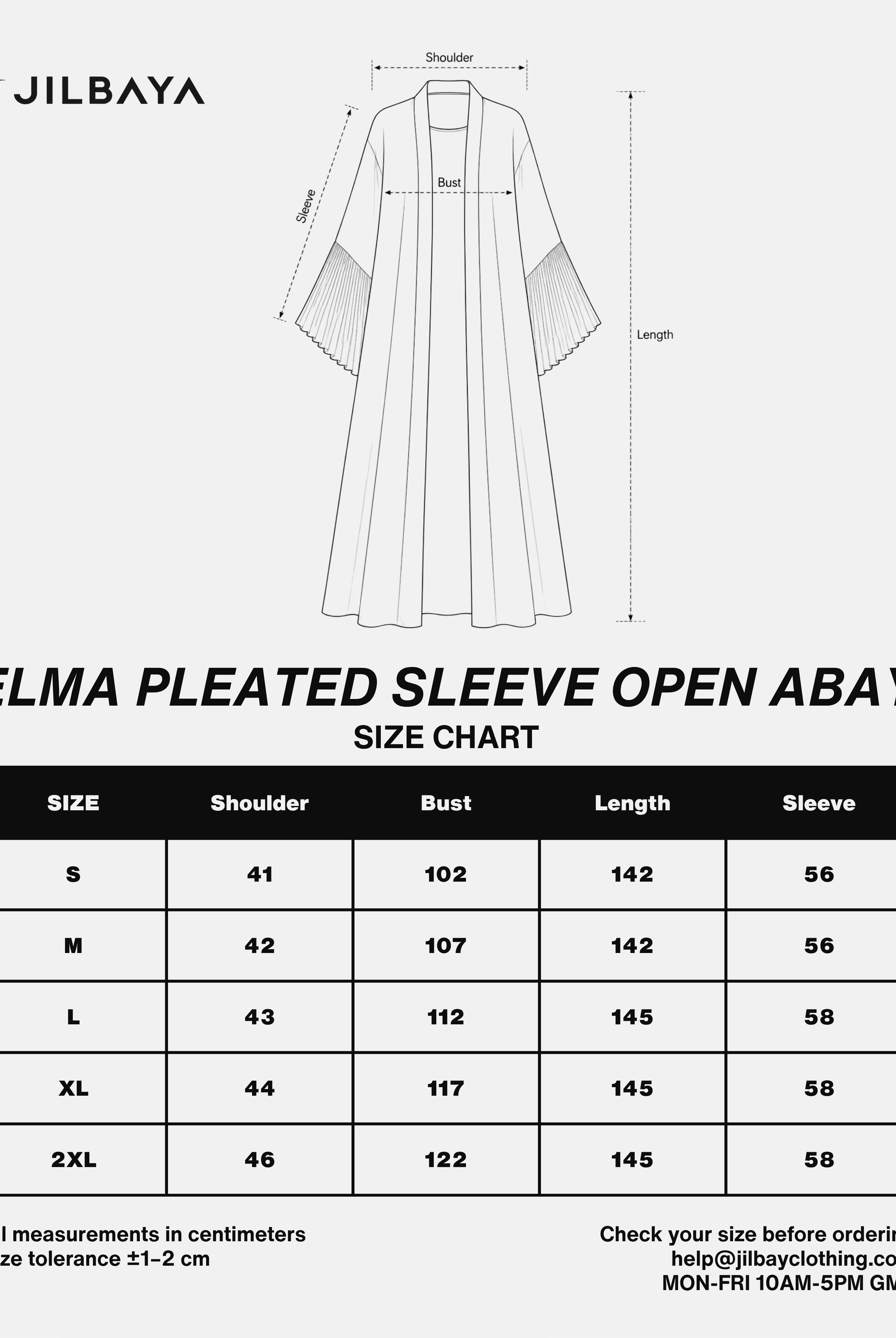 Selma Pleated Sleeve Open Abaya JILBAYA