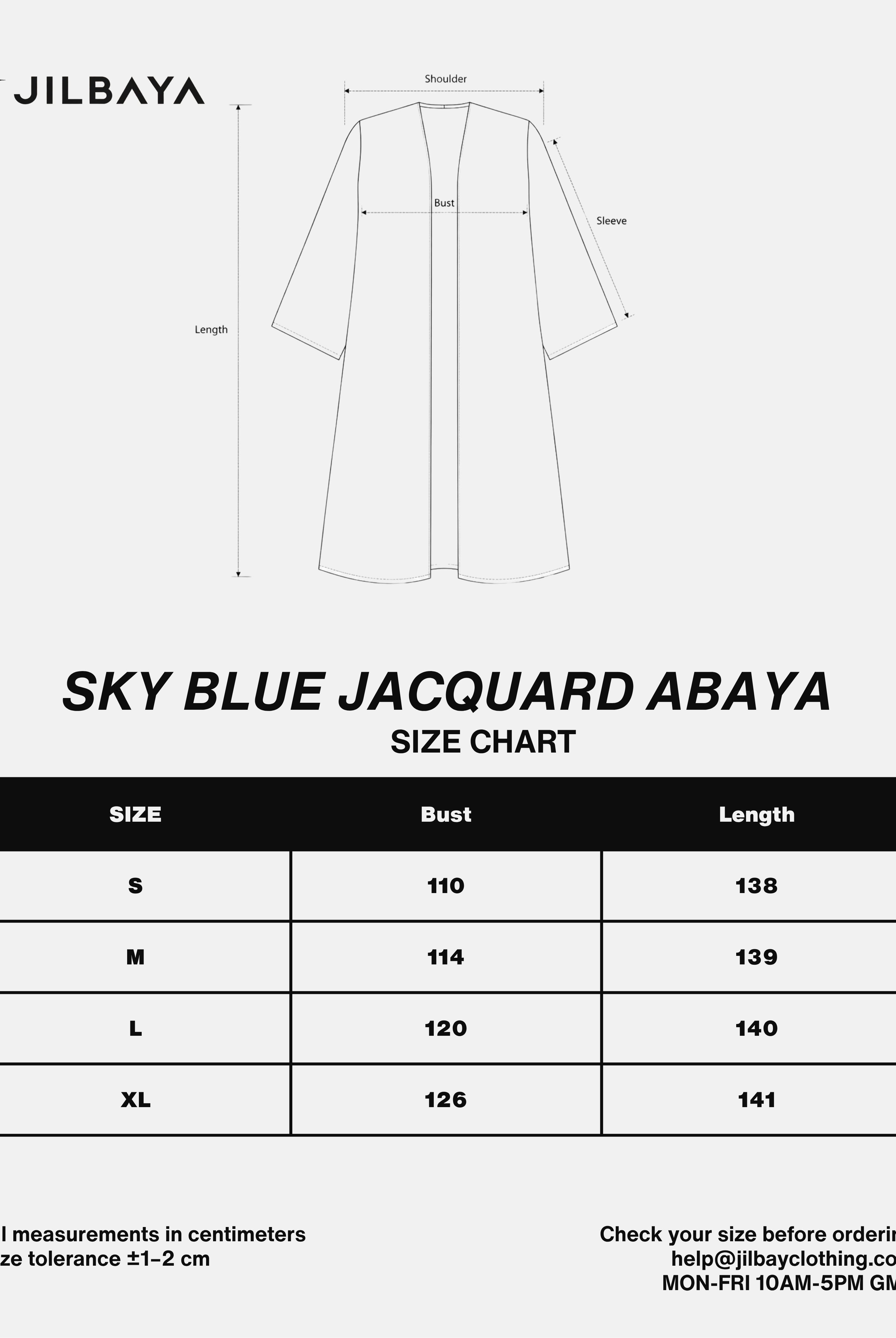 Sky Blue Jacquard Abaya JILBAYA