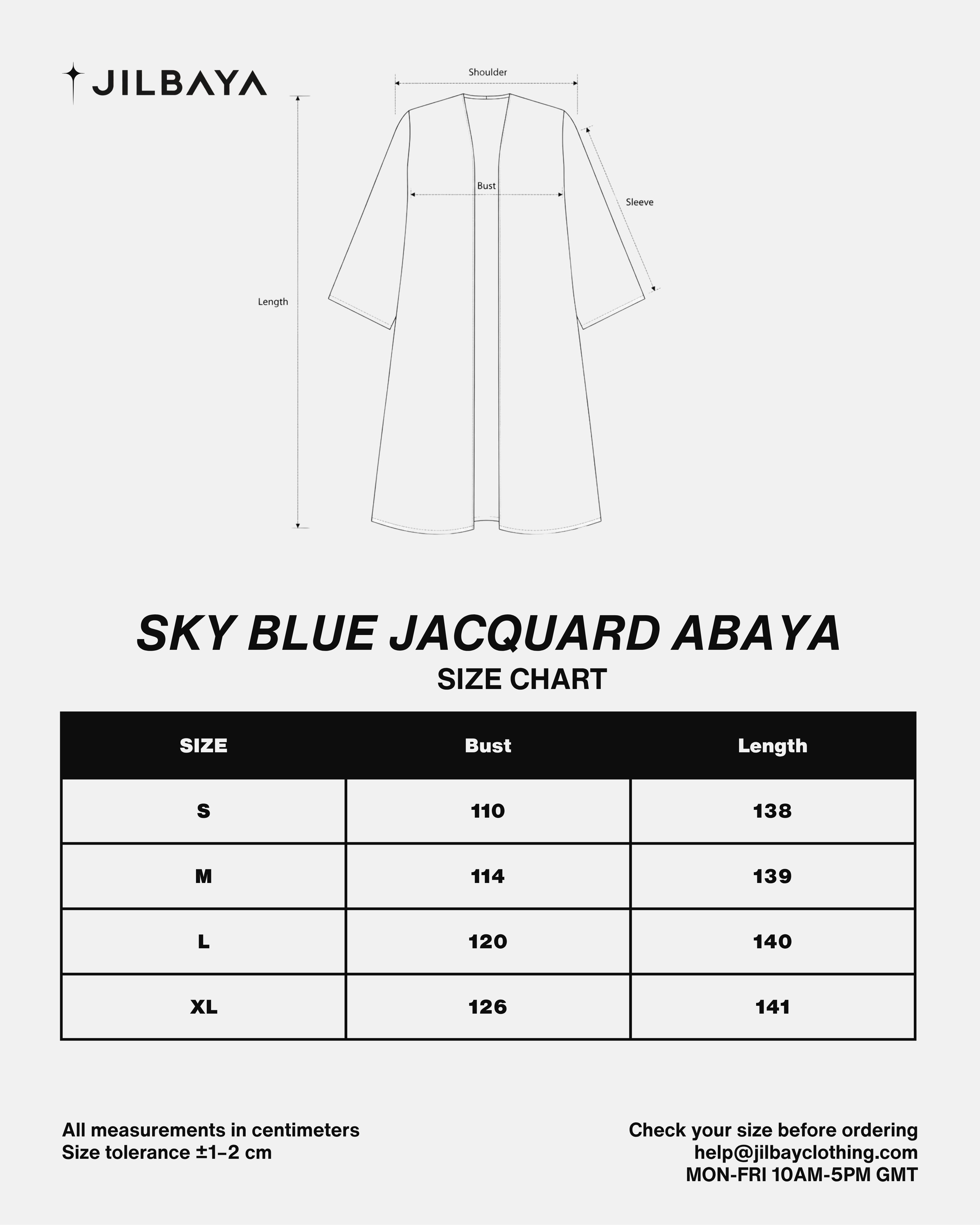Sky Blue Jacquard Abaya JILBAYA