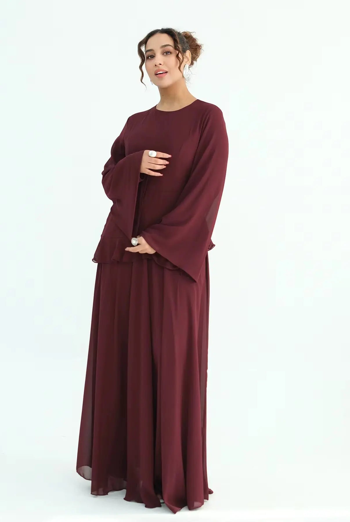 Chiffon Long Sleeve Dress Elegant Slim Fit JILBAYA