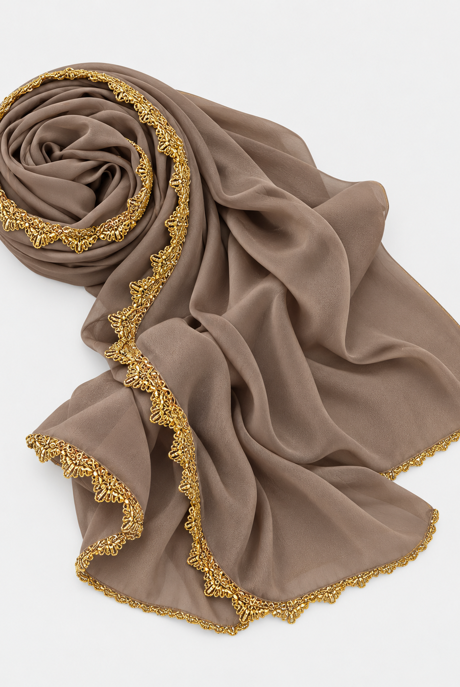 Chiffon Hijab with Gold Lace Edge JILBAYA