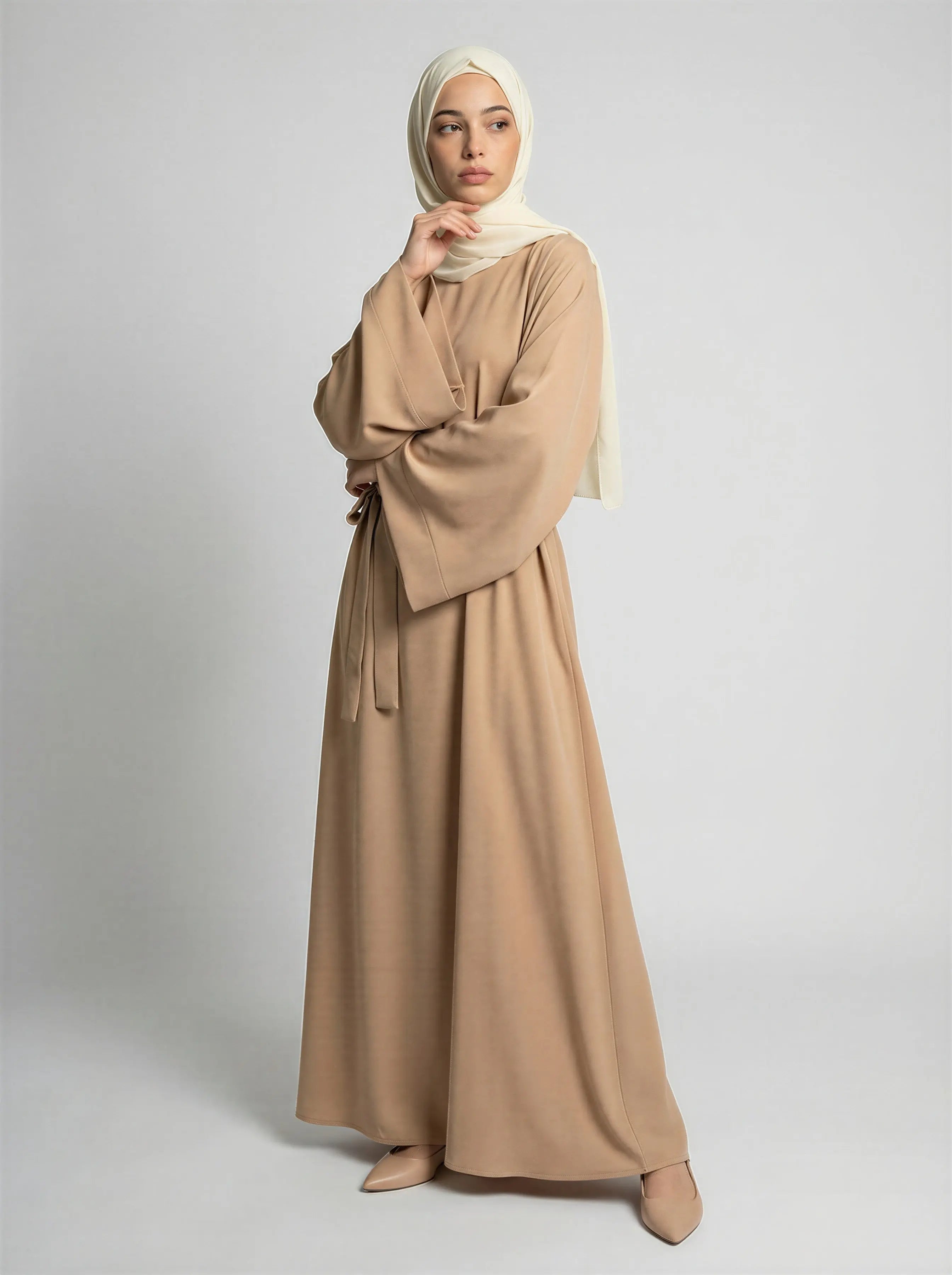 Classic Nida Abaya Dress Full Length with Belt JILBAYA