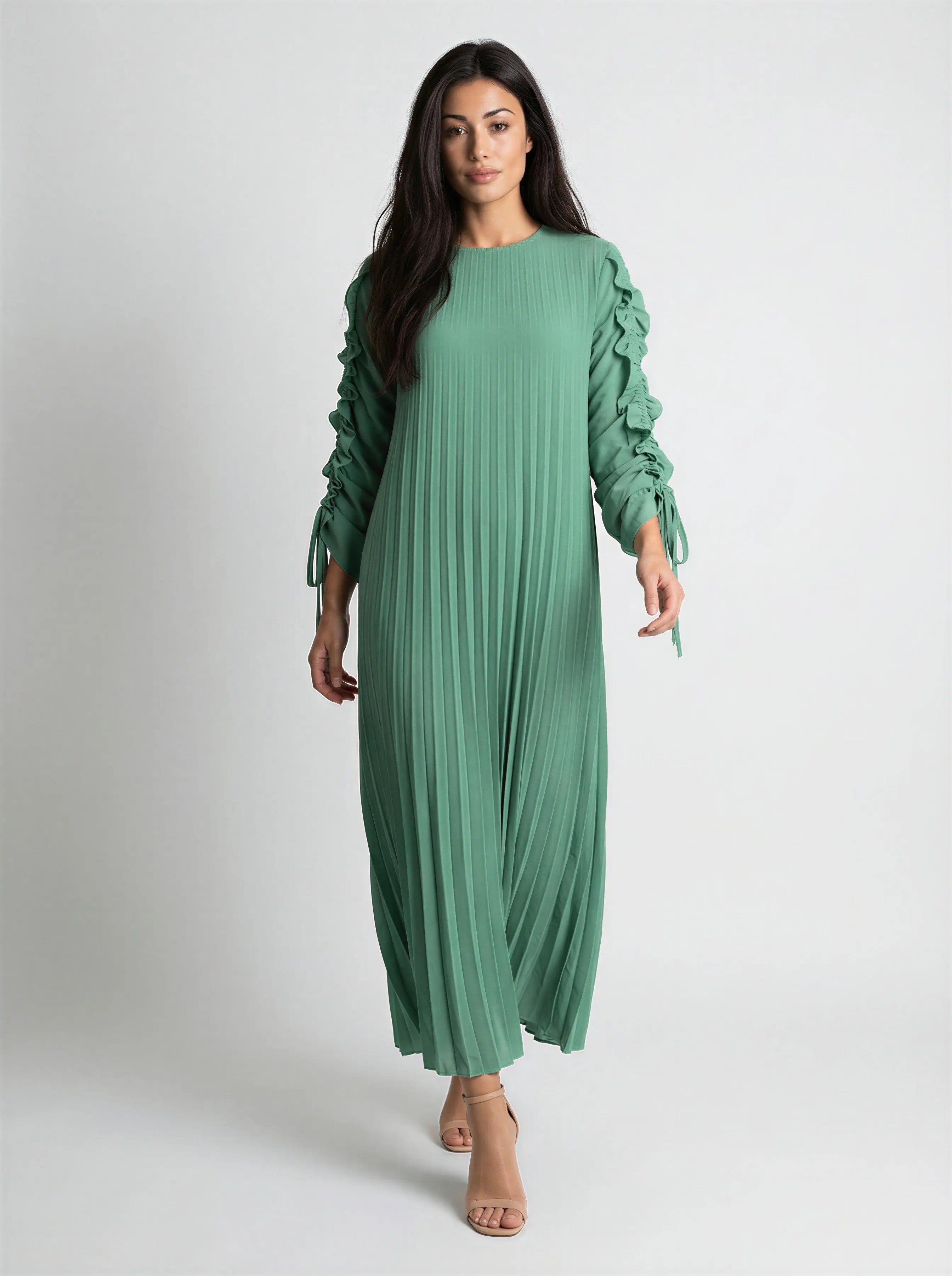 Full Sleeve Pleated Sundress JILBAYA