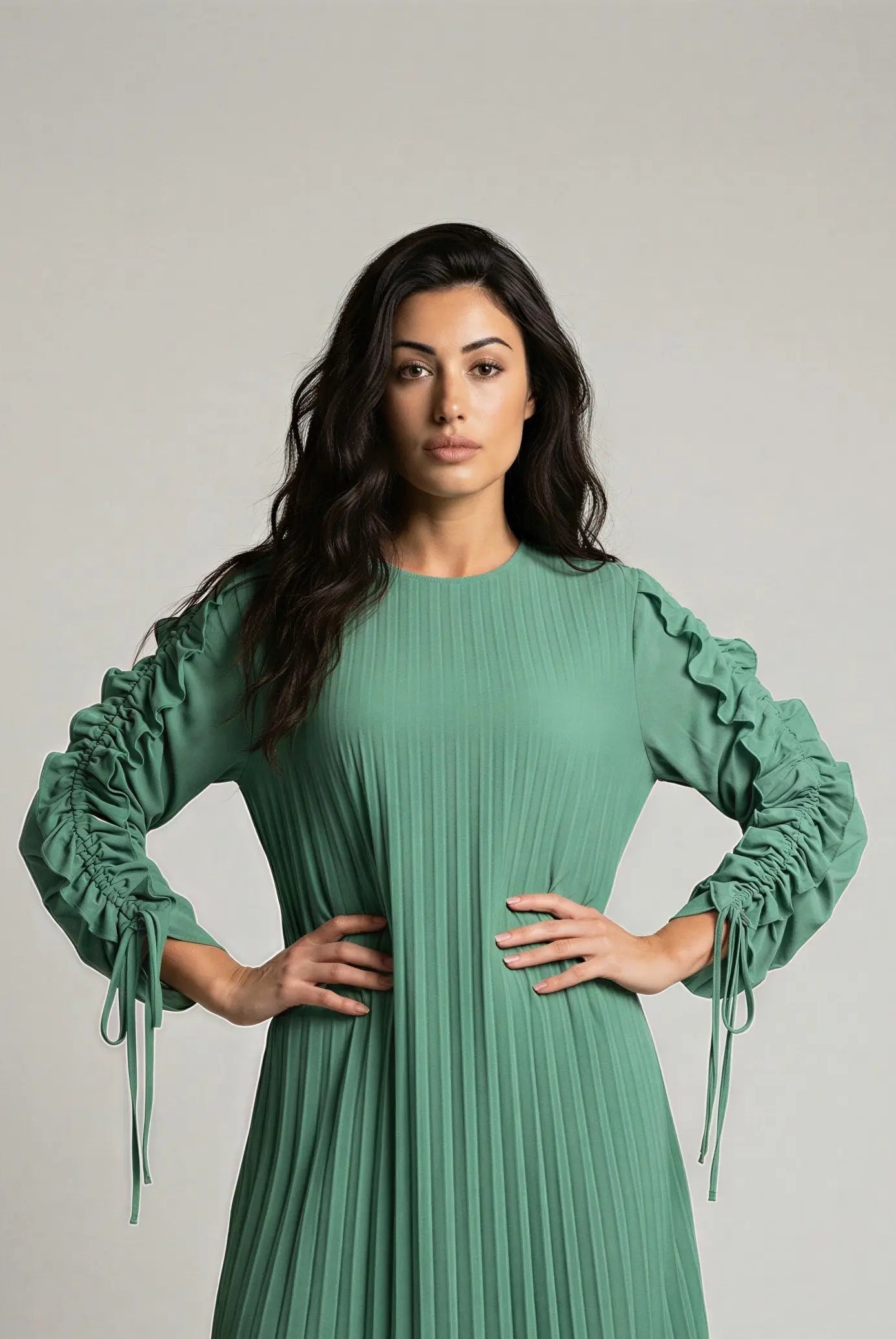 Full Sleeve Pleated Sundress JILBAYA