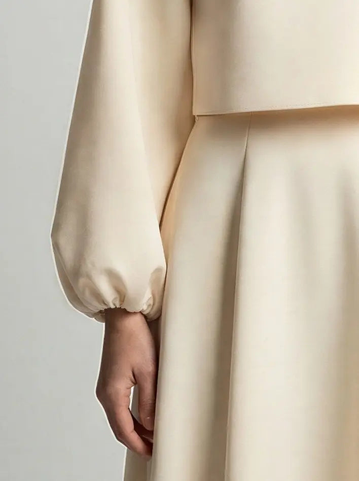 Elegant Lantern Sleeve Top & Skirt Set JILBAYA