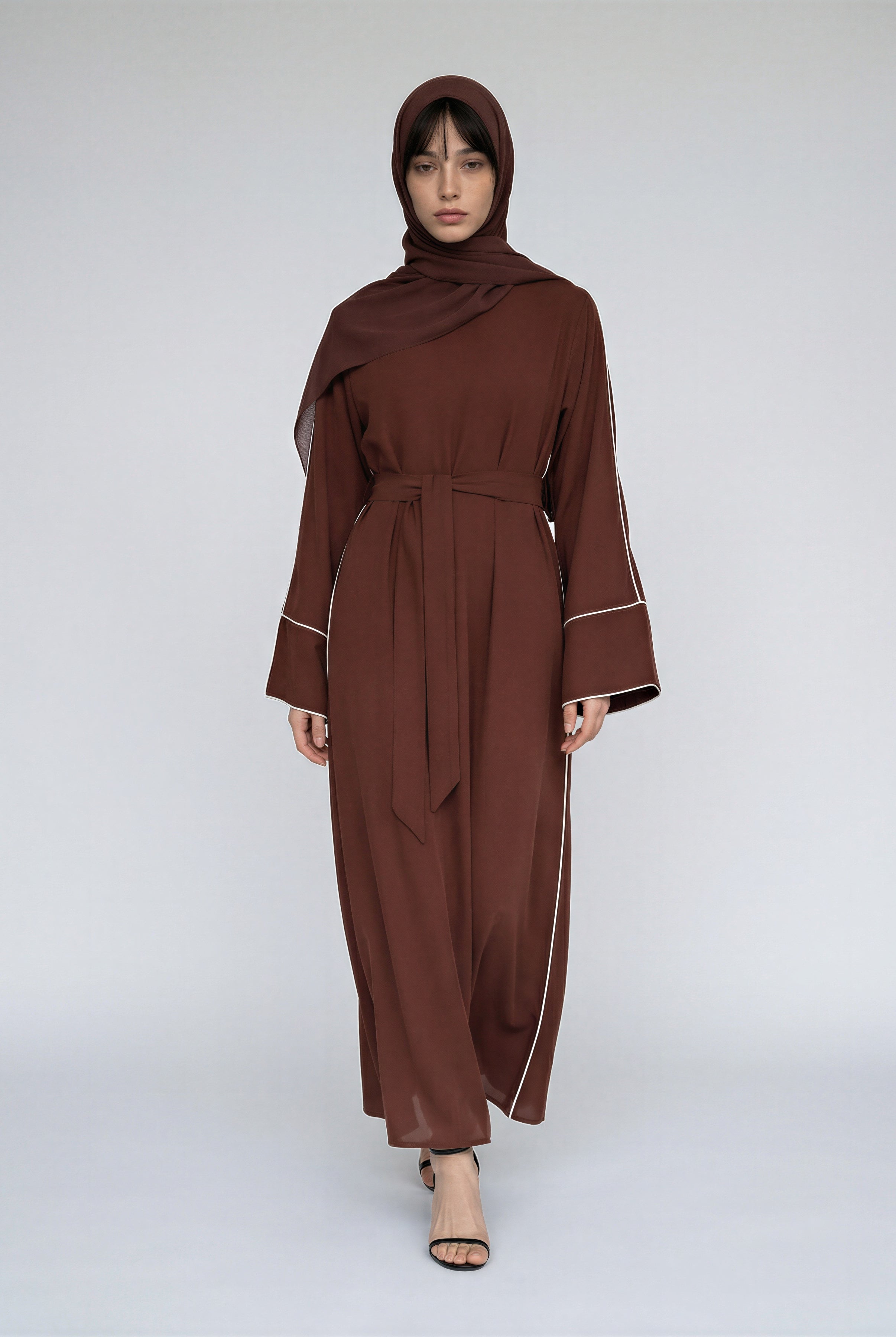 Silk Velvet Contrast Line Abaya JILBAYA