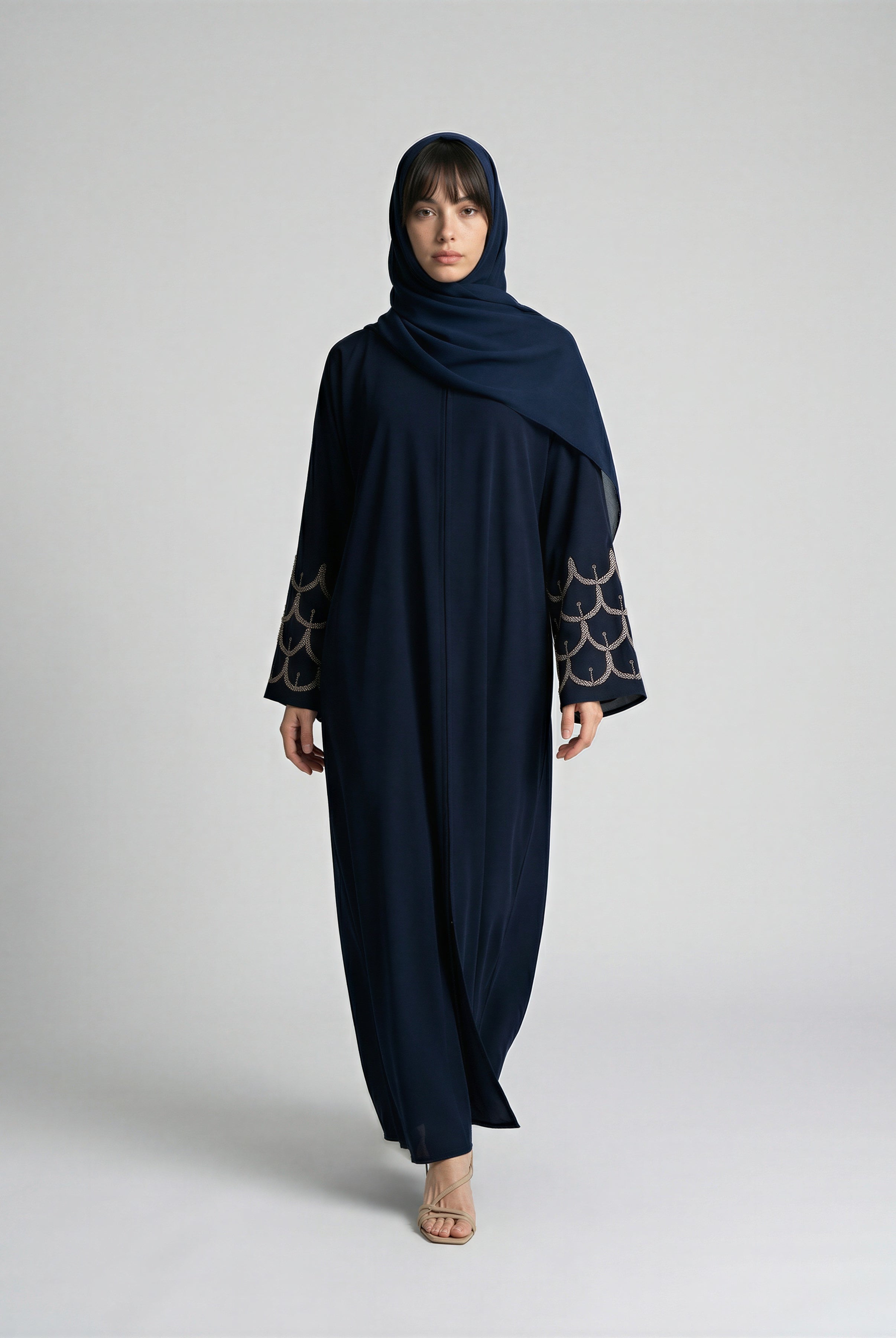 Abaya with Beaded Embroidered Cuffs JILBAYA