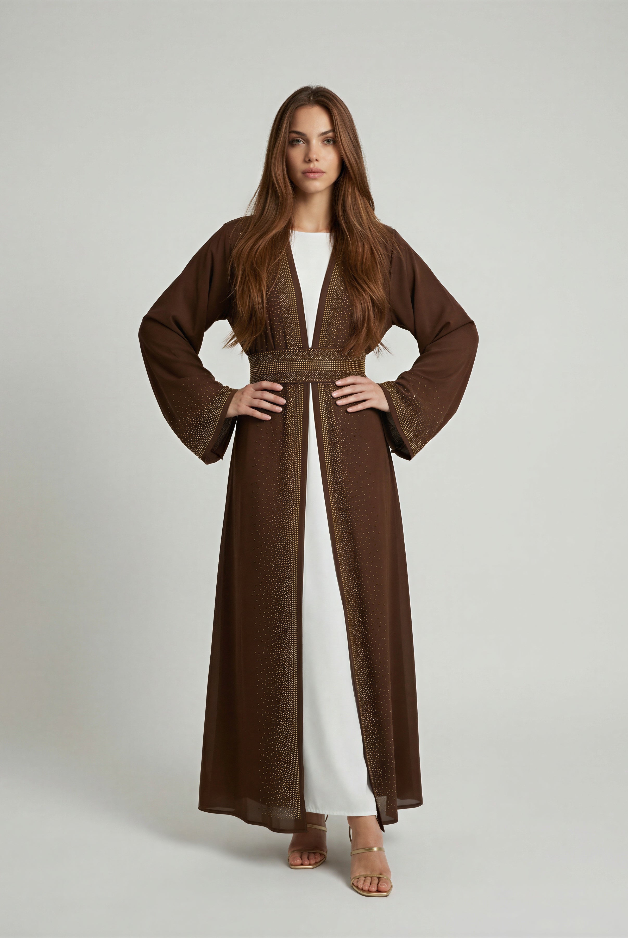 Luxe Embellished Open Abaya Set JILBAYA