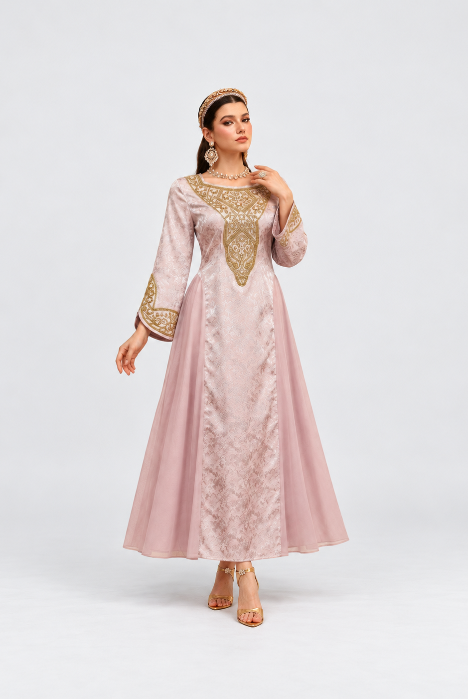 Hafsa Gold Embroidered Abaya JILBAYA