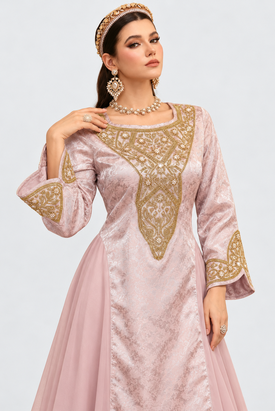 Hafsa Gold Embroidered Abaya JILBAYA
