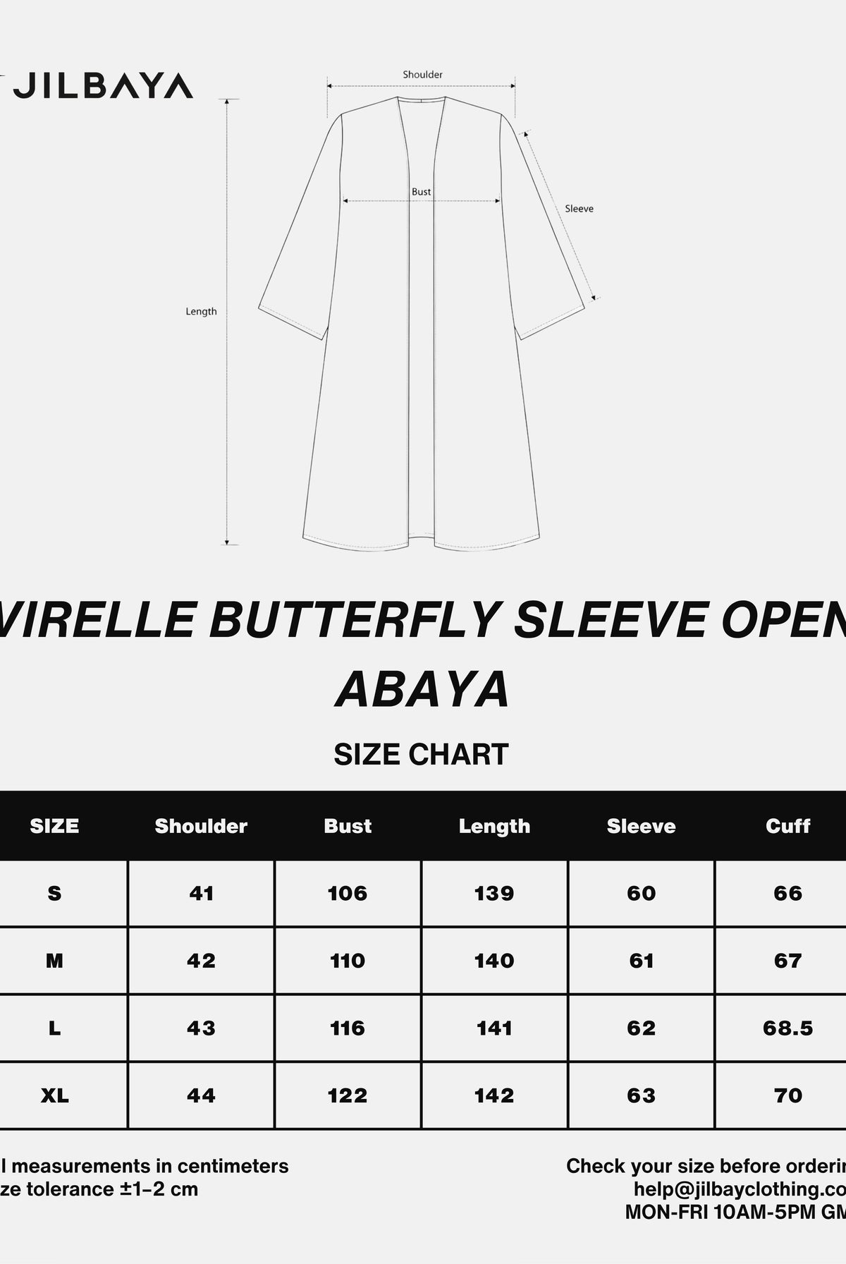 Virelle Butterfly Sleeve Open Abaya JILBAYA