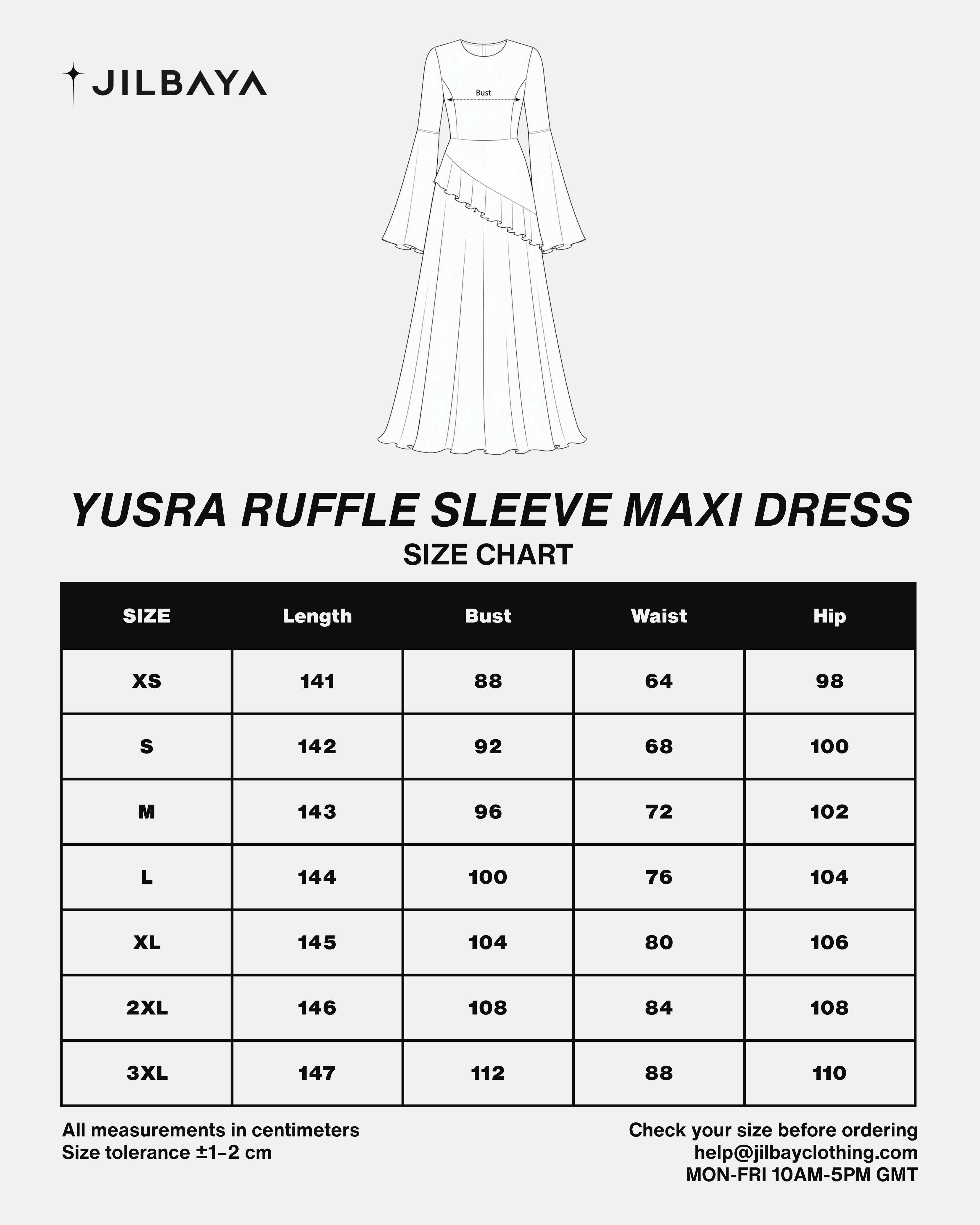 Yusra Ruffle Sleeve Maxi Dress JILBAYA