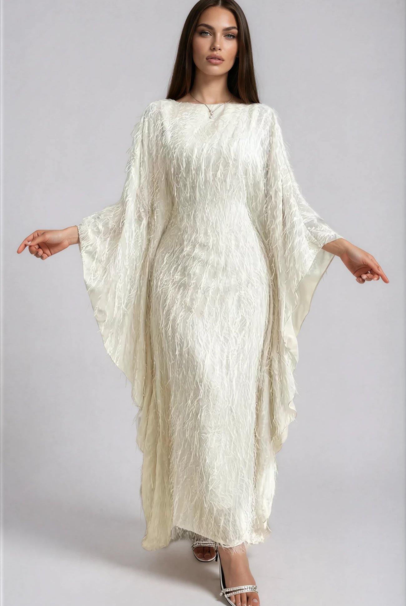 Feathered Texture Kaftan JILBAYA