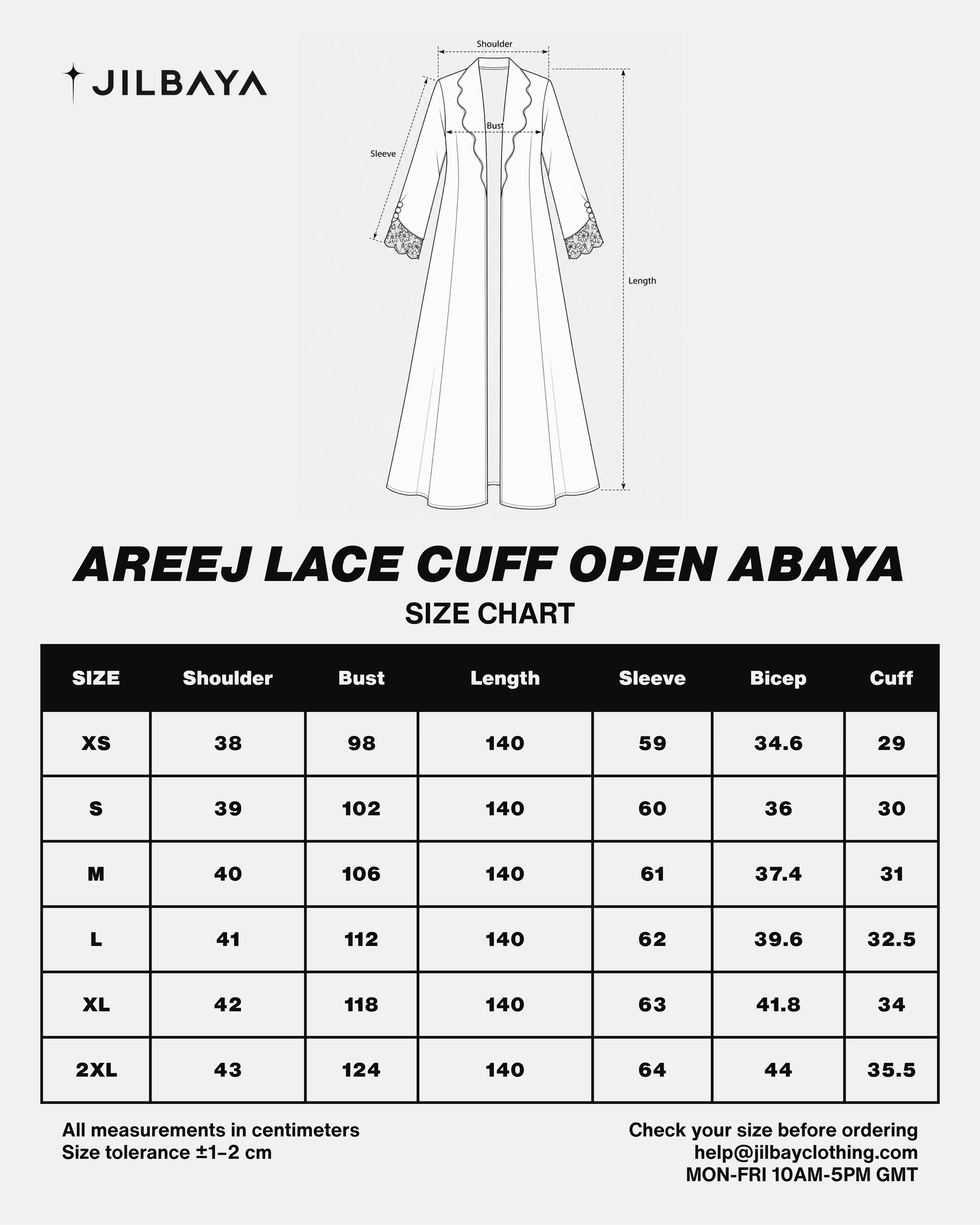 Areej Lace Cuff Open Abaya JILBAYA