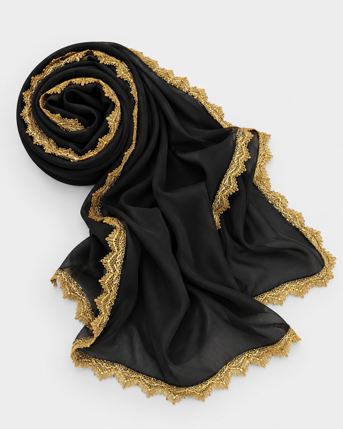 Chiffon Hijab with Gold Lace Edge JILBAYA