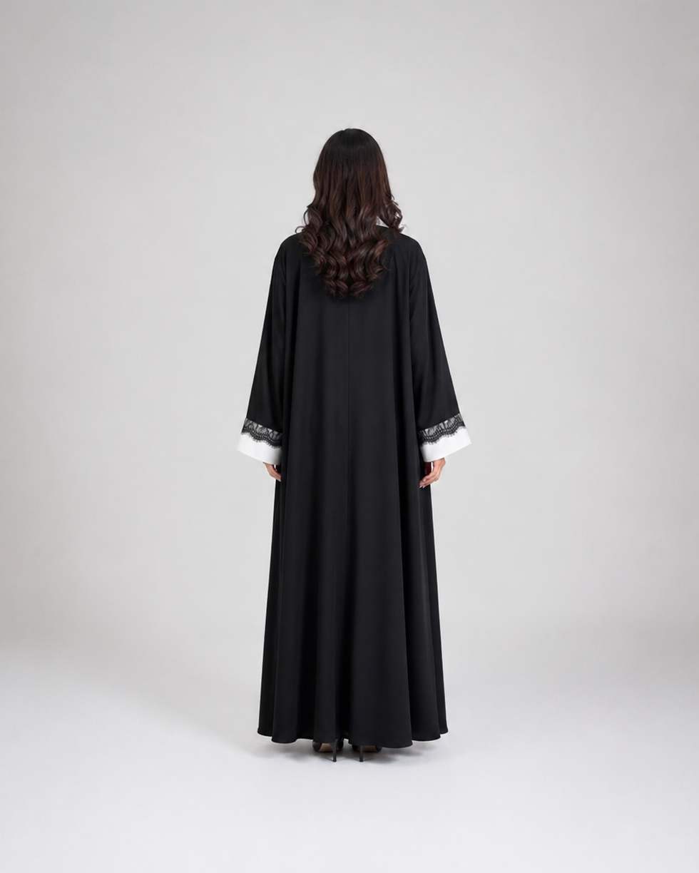 Maria Lace Trim Open Abaya JILBAYA