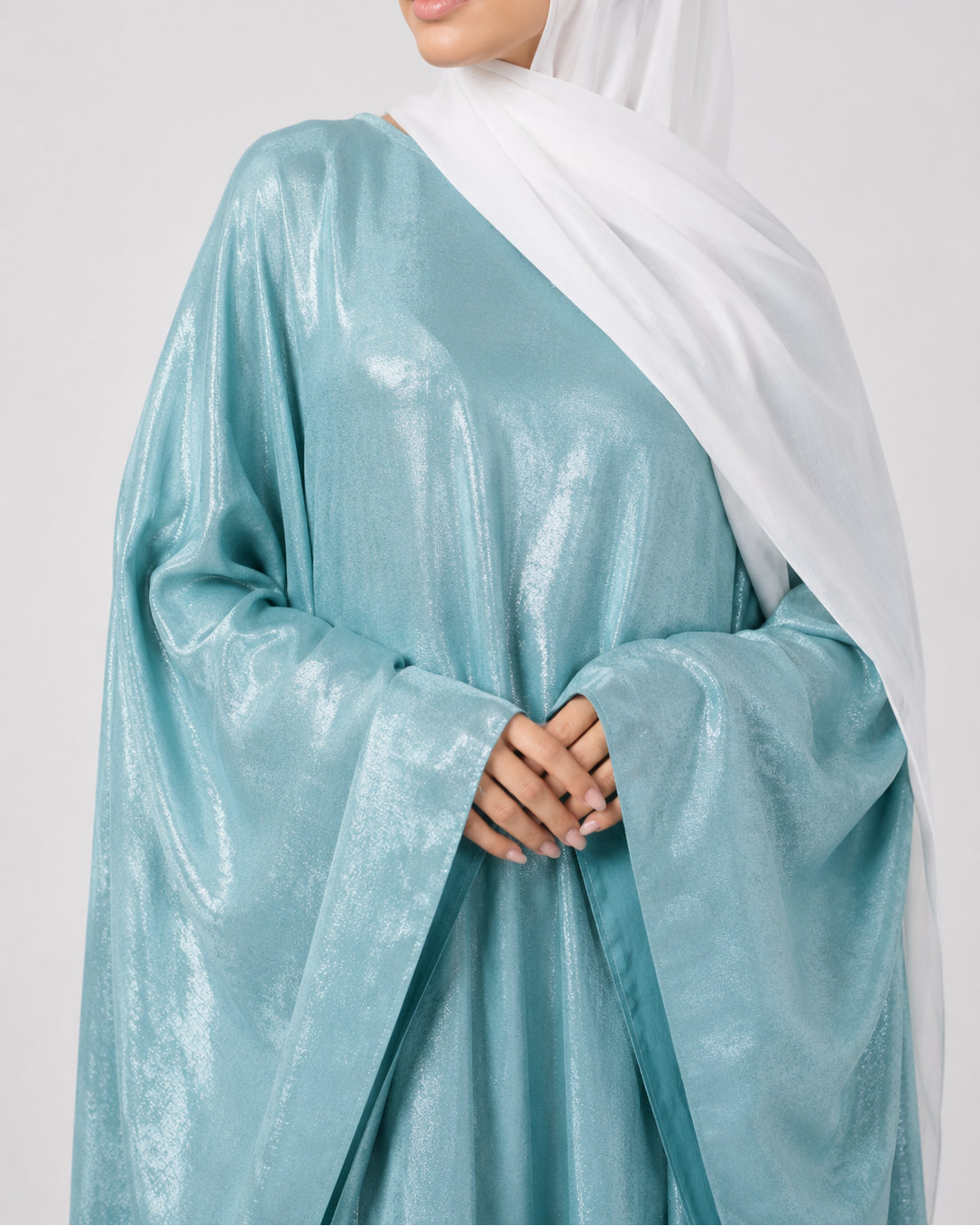 Shiny Modest Kaftan Dress with Tie Belt JILBAYA