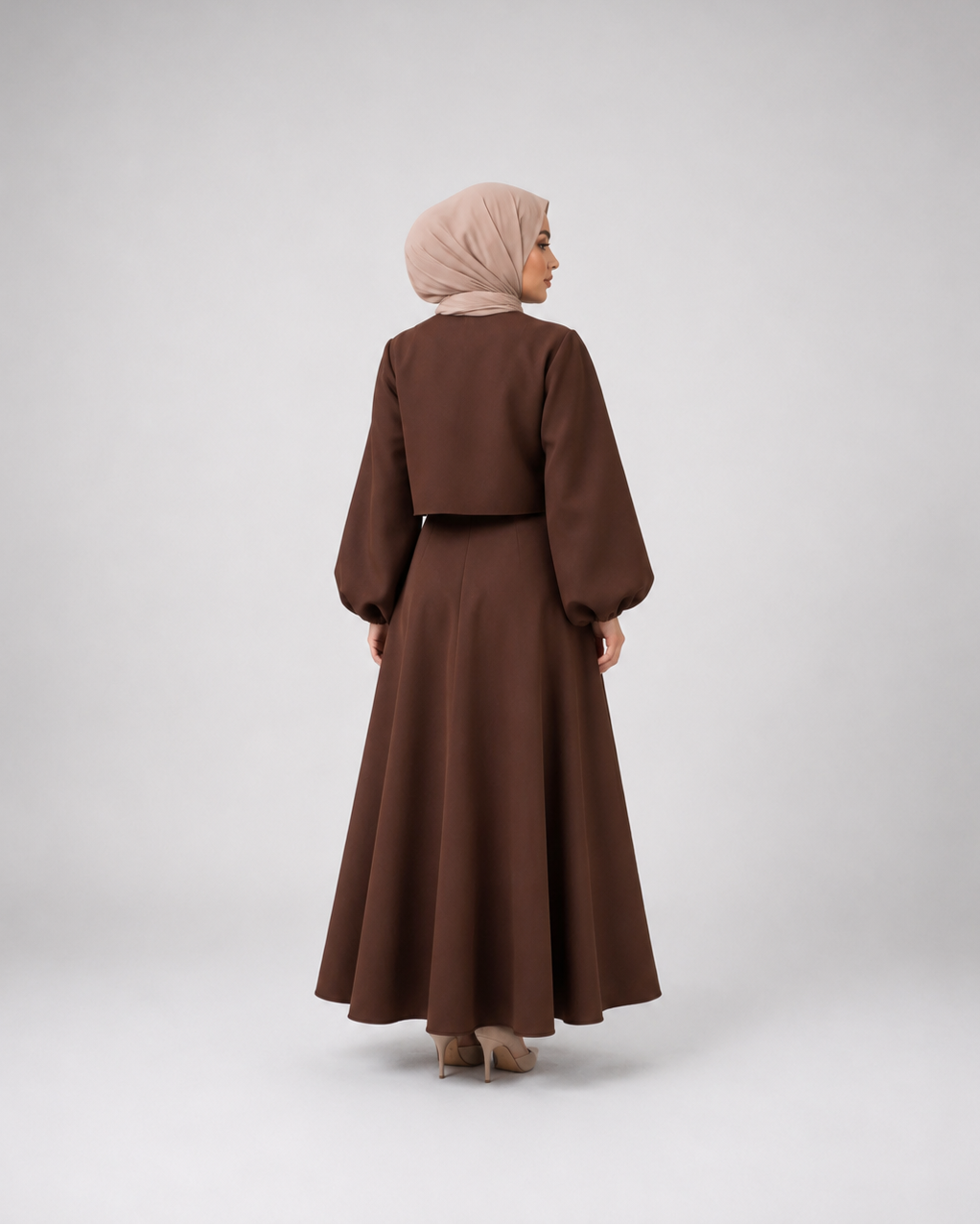 Elegant Lantern Sleeve Top & Skirt Set JILBAYA
