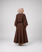 Elegant Lantern Sleeve Top & Skirt Set JILBAYA