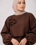 Elegant Lantern Sleeve Top & Skirt Set JILBAYA