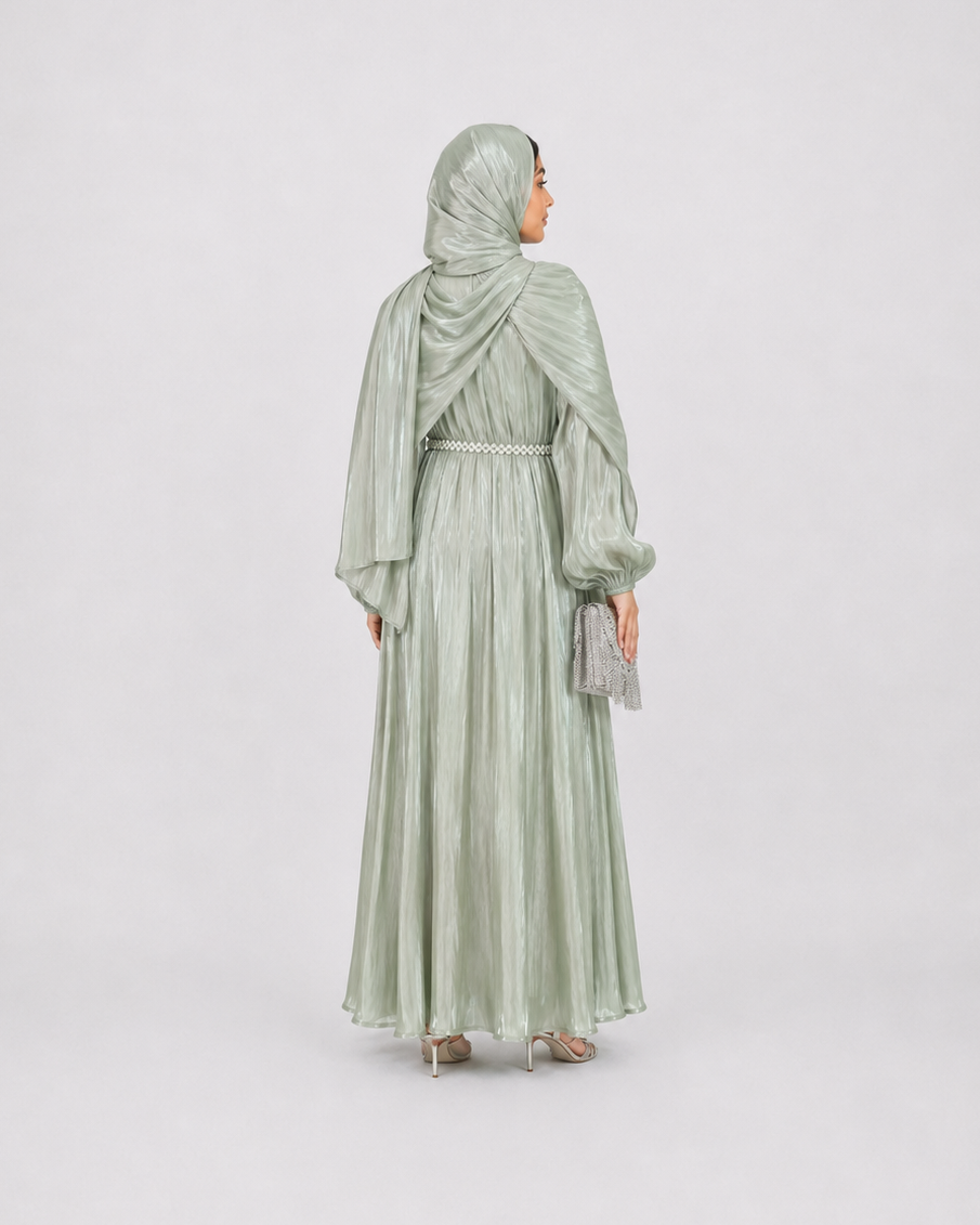 Amira Pearl Draped Abaya Set with Hijab JILBAYA