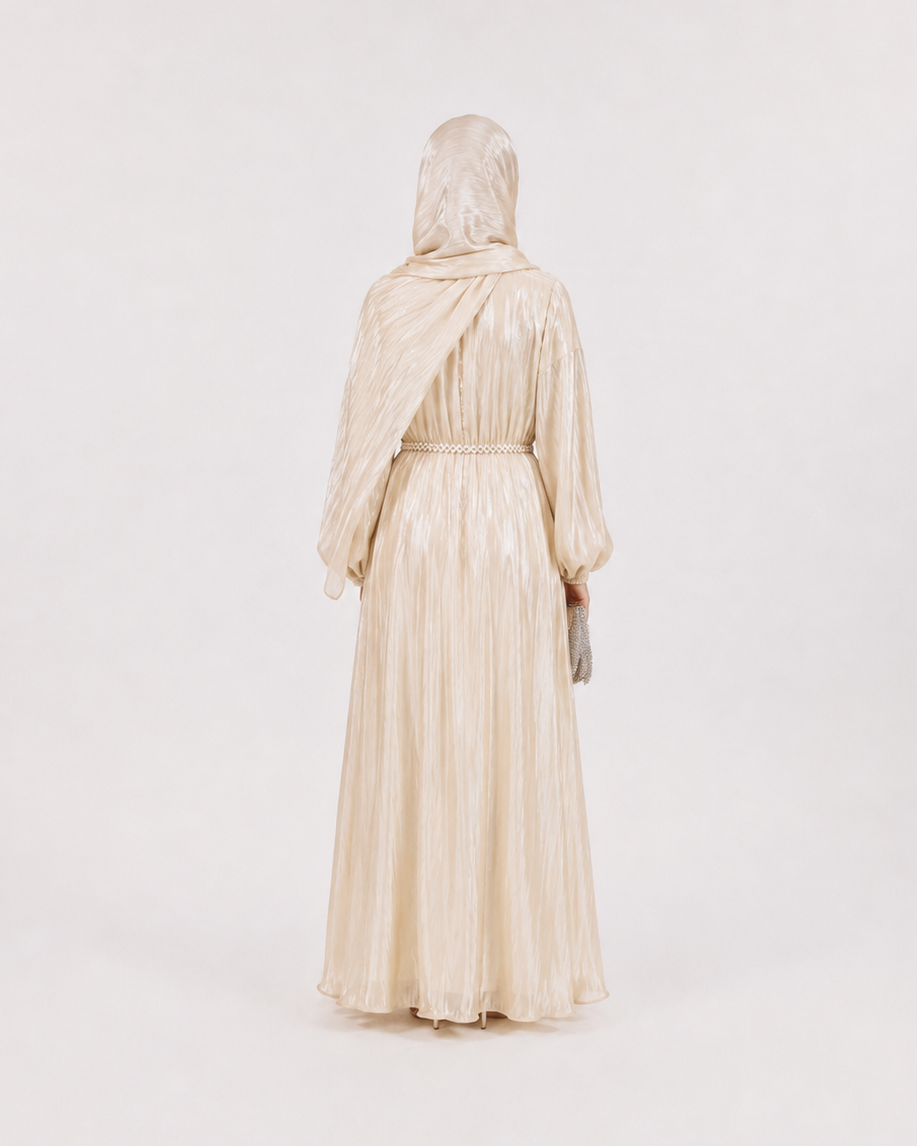 Amira Pearl Draped Abaya Set with Hijab JILBAYA