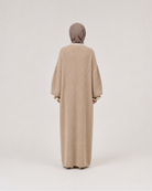 Ribbed Knit Maxi Abaya Dress with Ruffle Cuffs JILBAYA