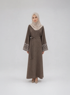 Abaya with Floral Vine Cuff Embroidery JILBAYA